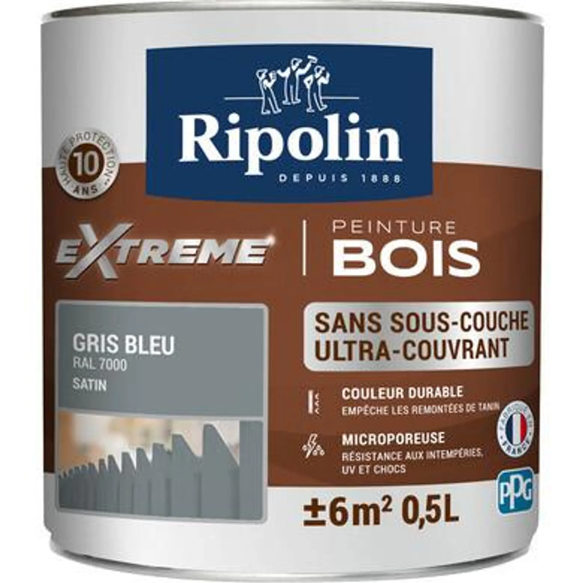 Peinture pour bois RIPOLIN Gris Bleu 0.5L