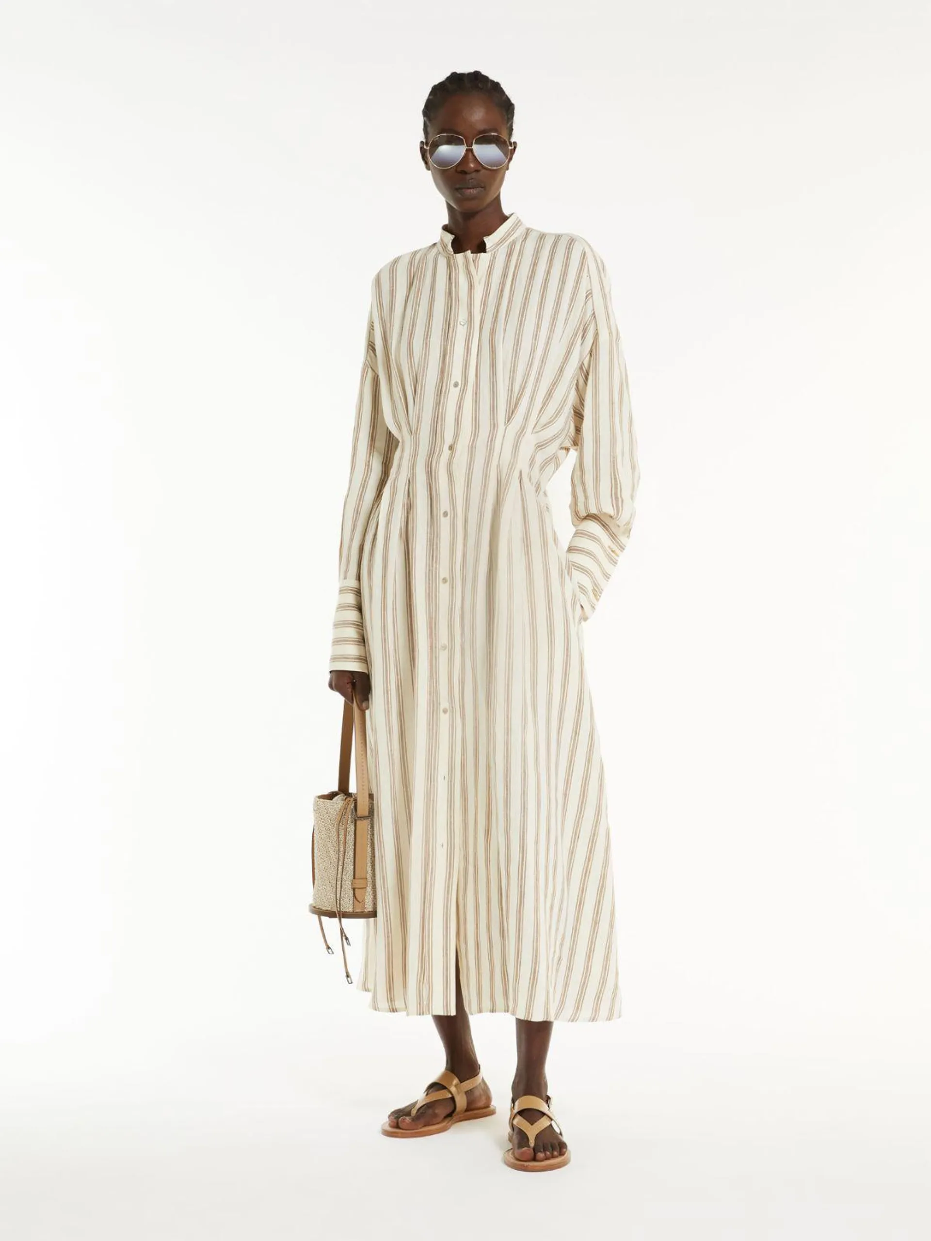 Striped linen long dress