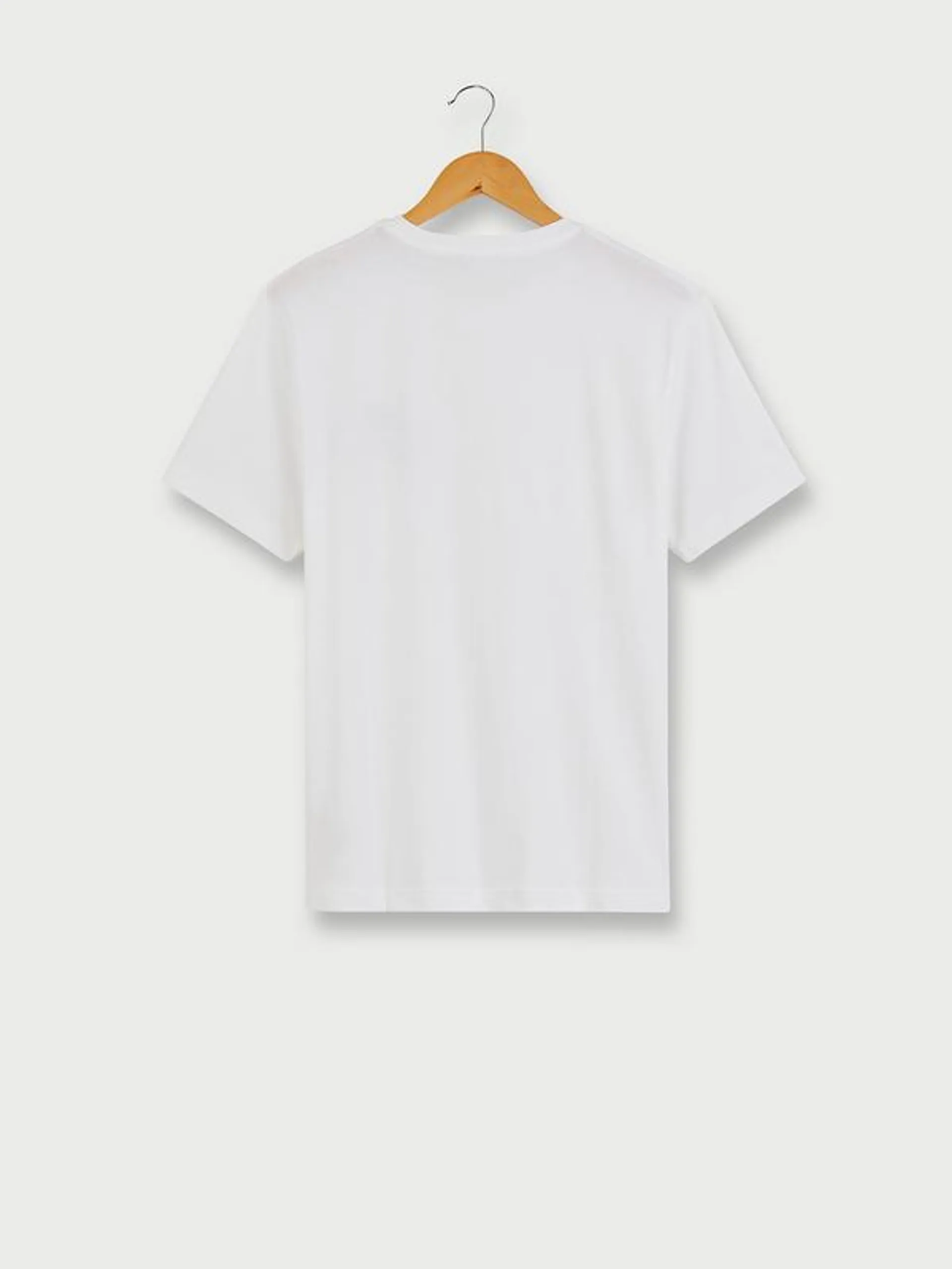 Tee-shirt 100% Coton Chiné Mini Logo Brodé - Blanc