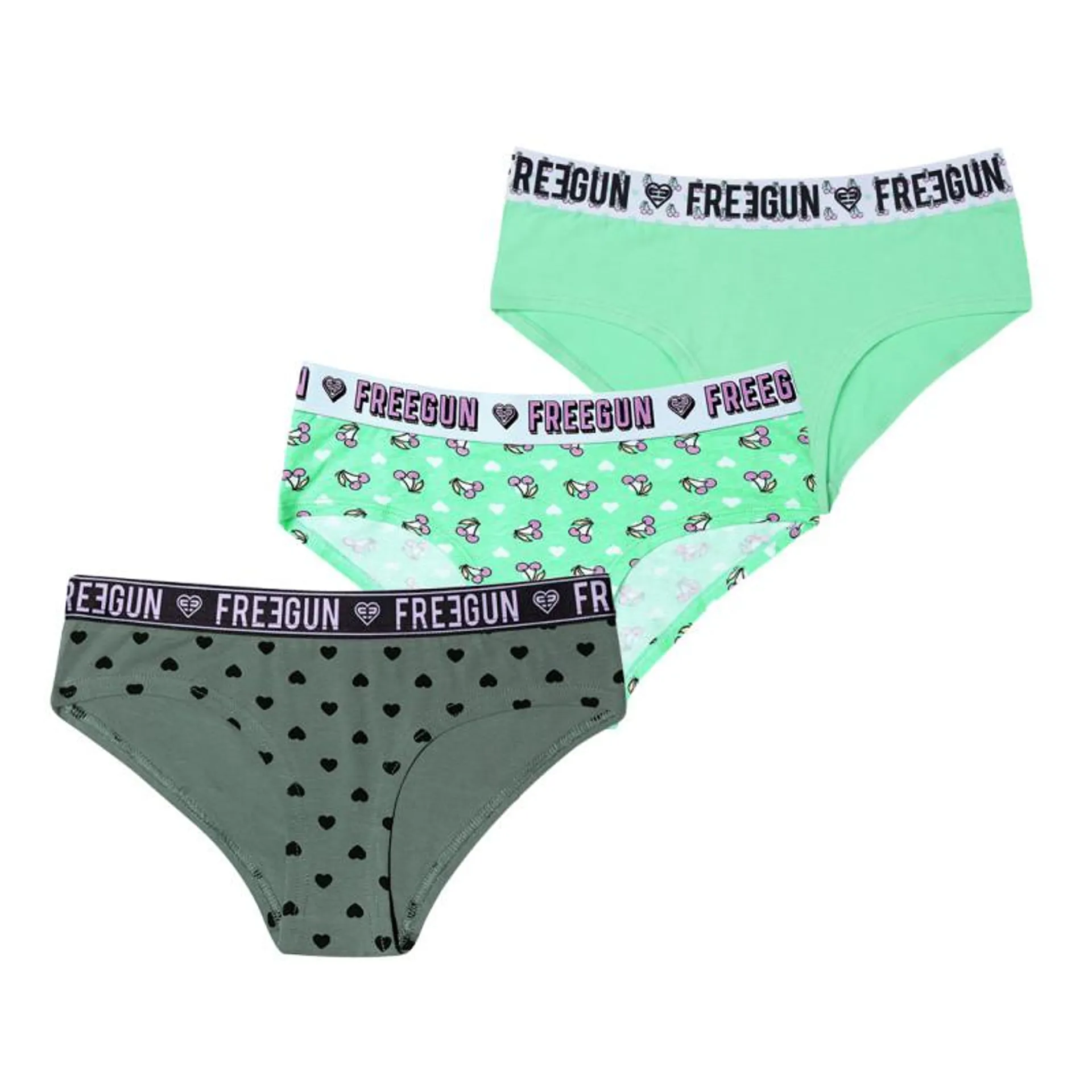 Lot de 3 culottes Freegun fille vert Print