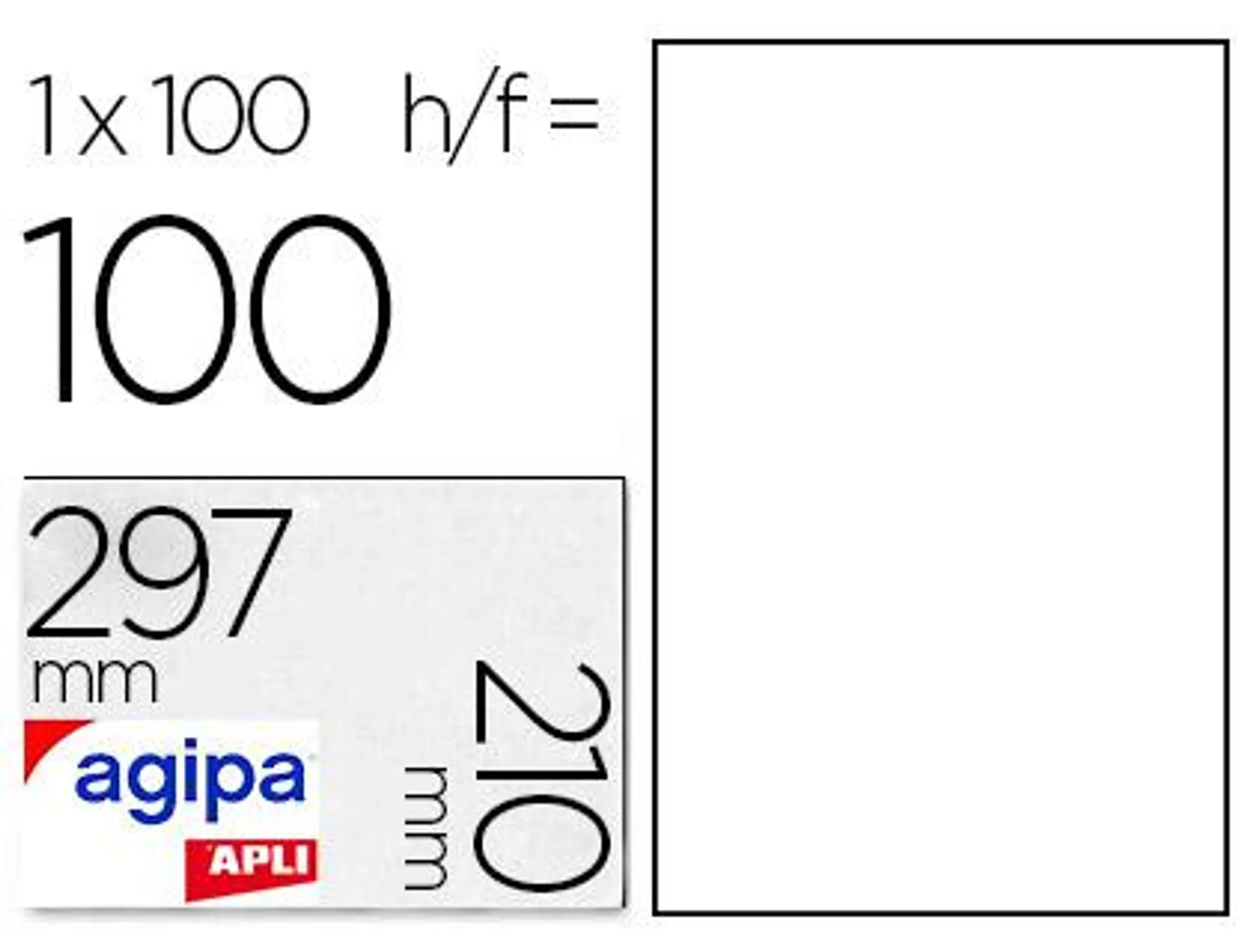 Étiquette adhésive apli agipa multi-usage 210x297mm toute imprimante boîte 100 unités