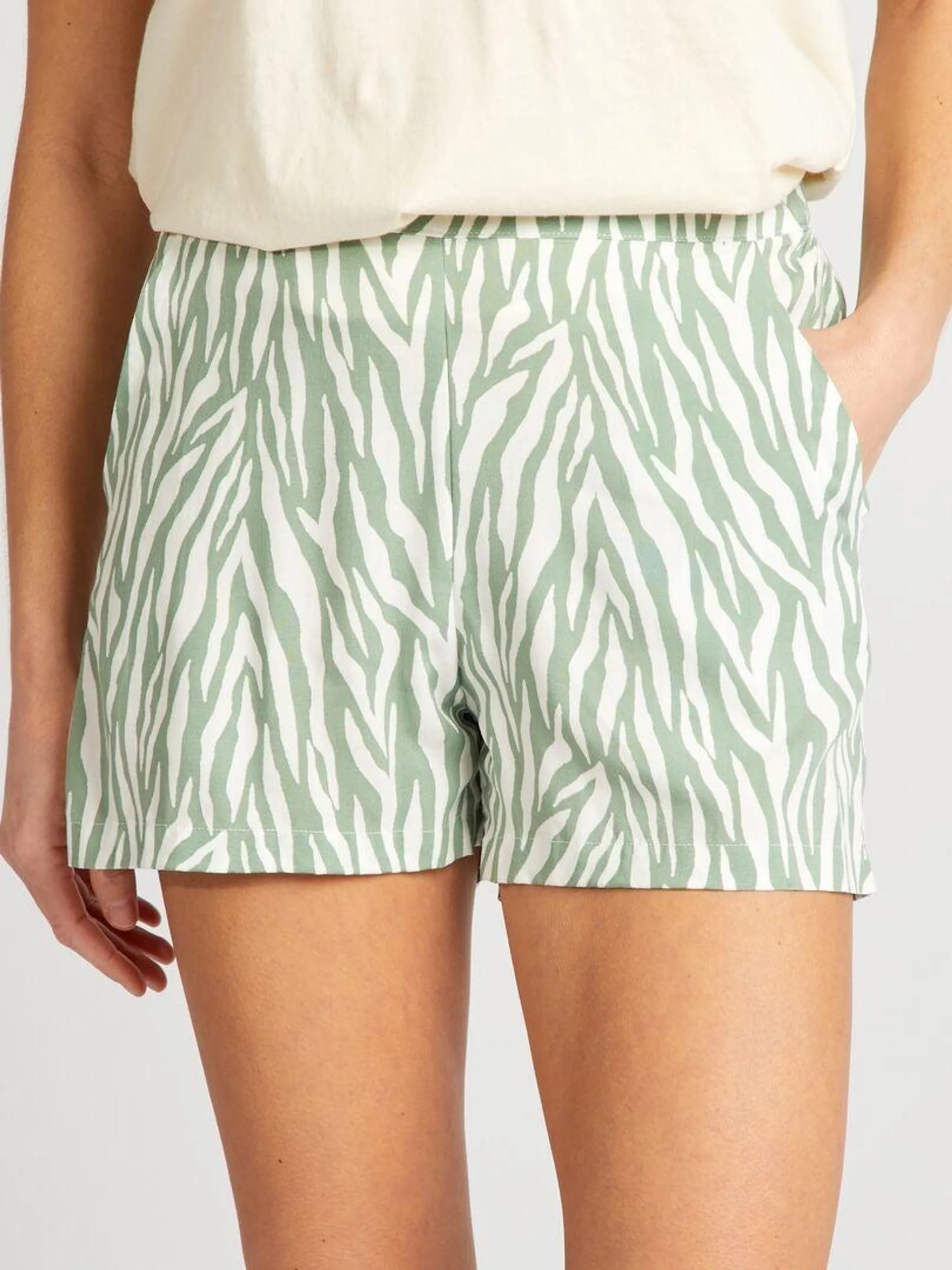 Short fluide imprimé - Vert zébré