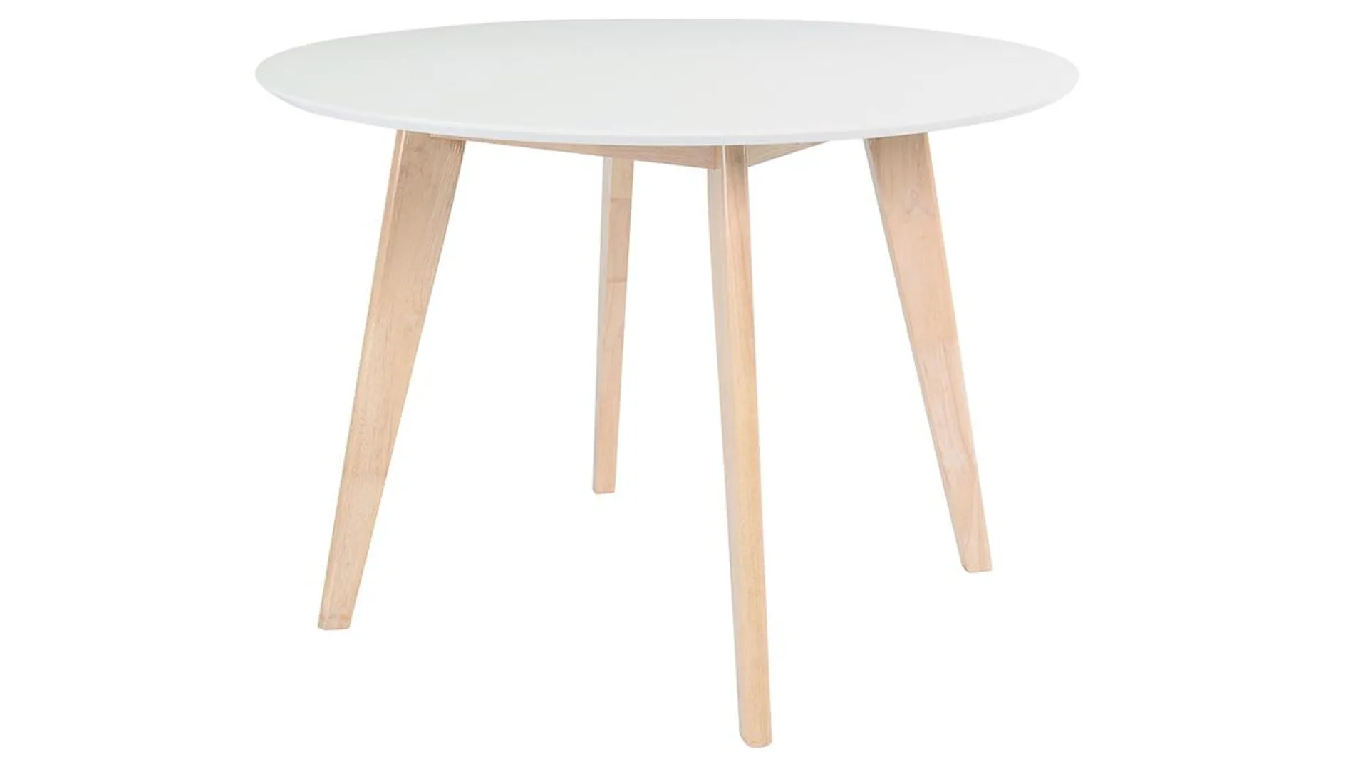 Table scandinave ronde blanc et bois D100 cm LEENA