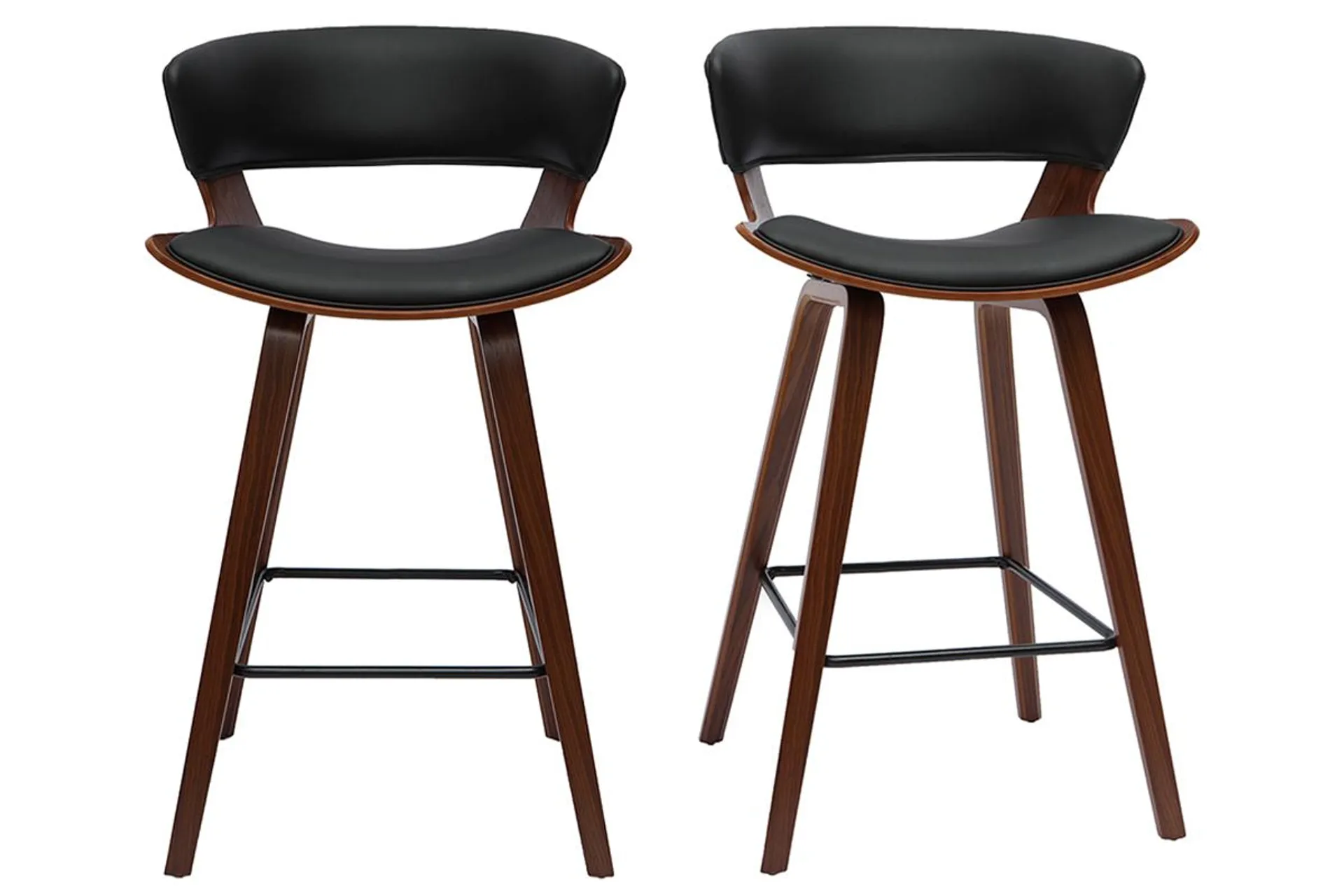 Tabourets de bar design noir et bois foncé H65 cm (lot de 2) SYRAH