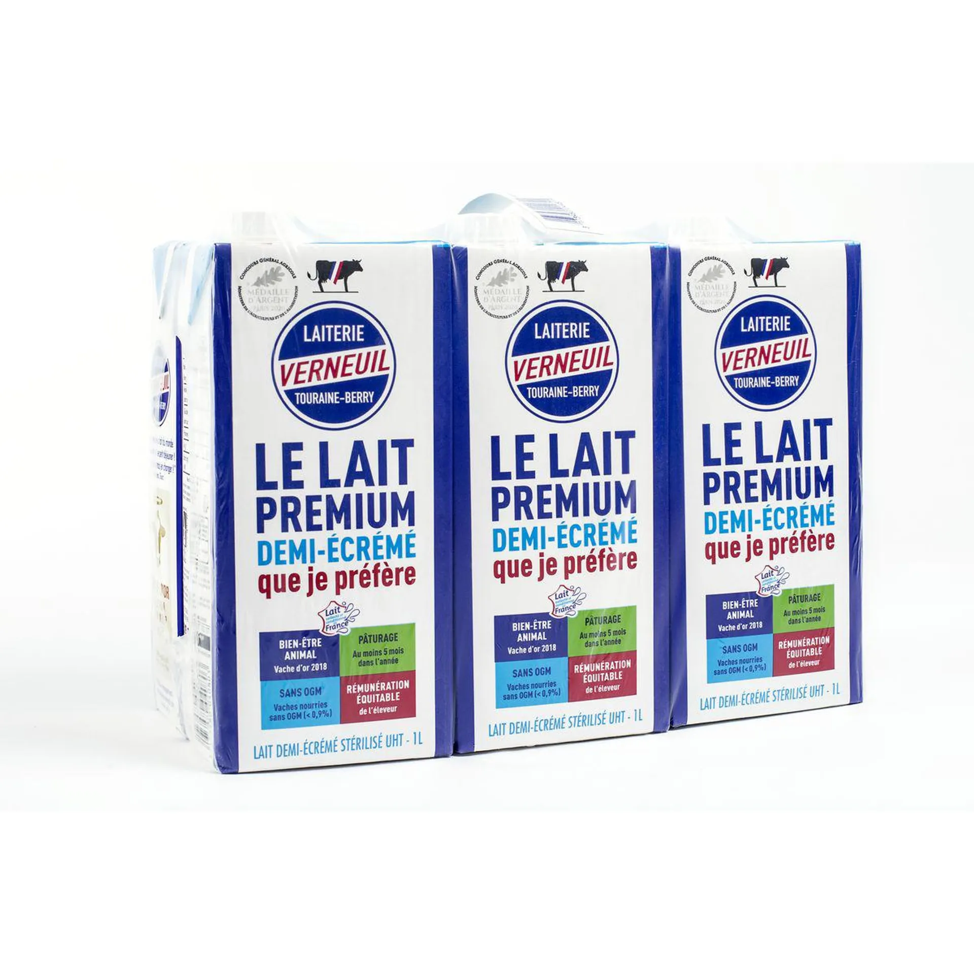 LAITERIE VERNEUIL Lait demi-écrémé UHT 6x1l