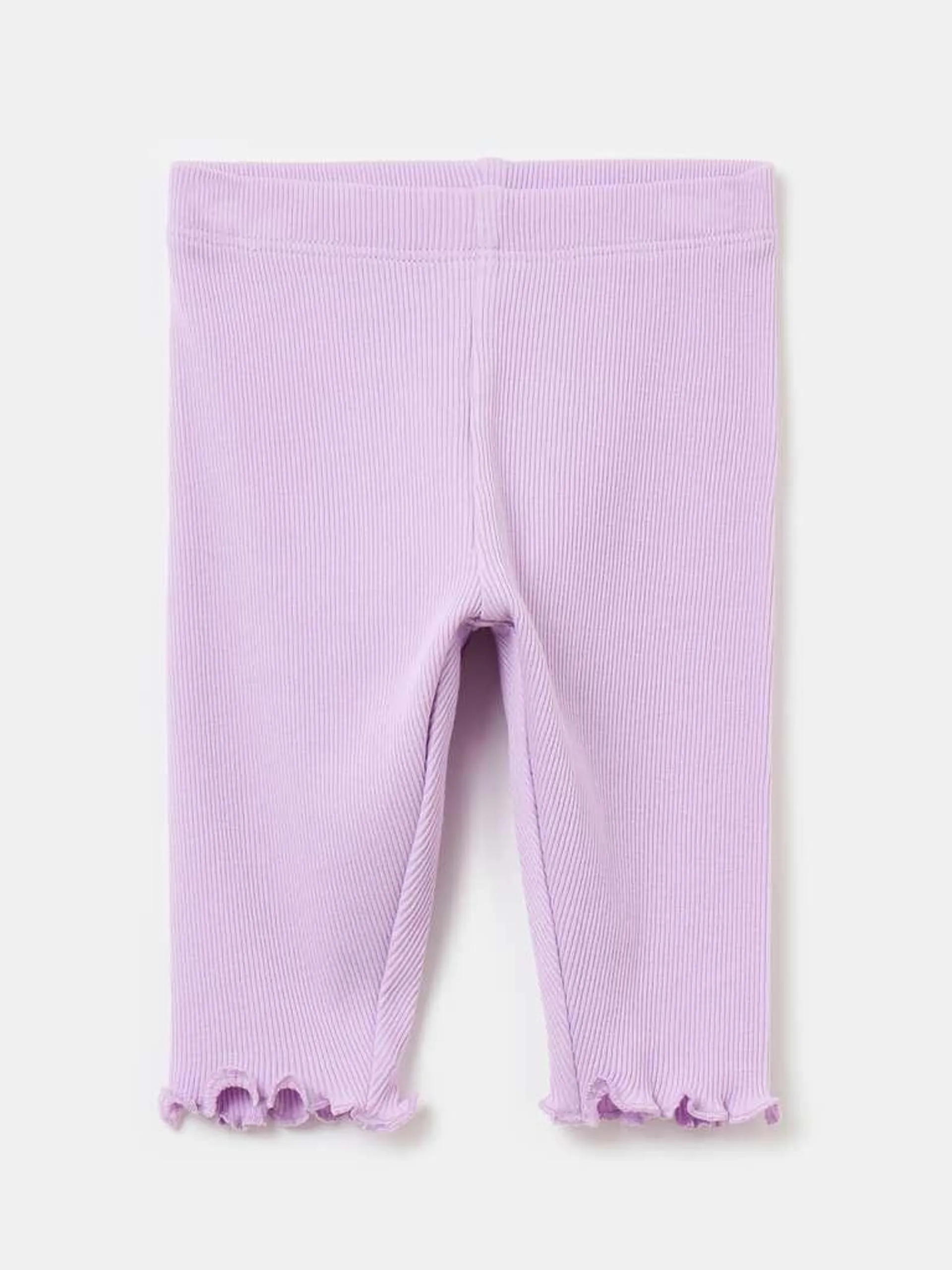 Ribbed organic cotton leggings Lilas