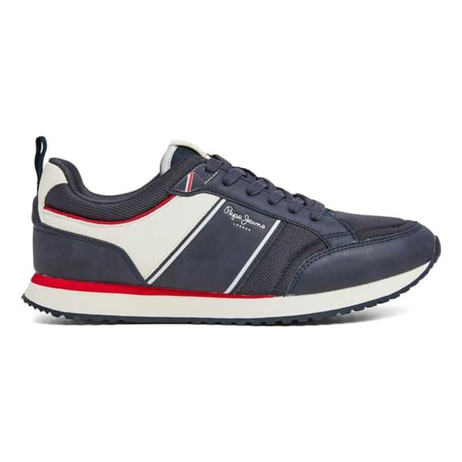 Baskets Pepe Jeans Dublin Brand bleu blanc rouge.