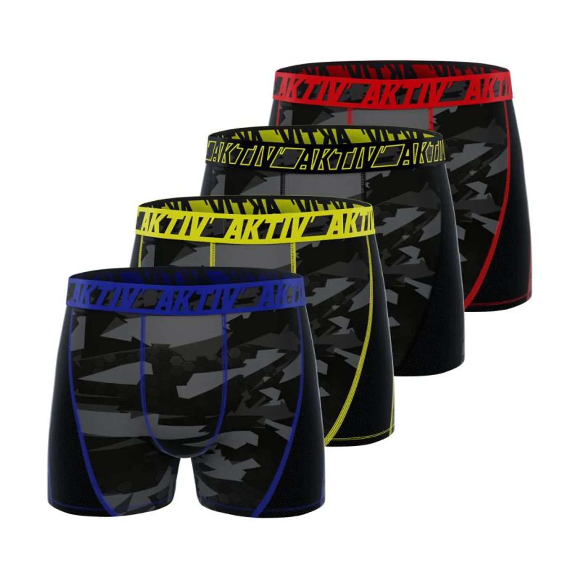 Lot de 4 Boxers Freegun homme Aktiv Fluo surpiqûres colorées