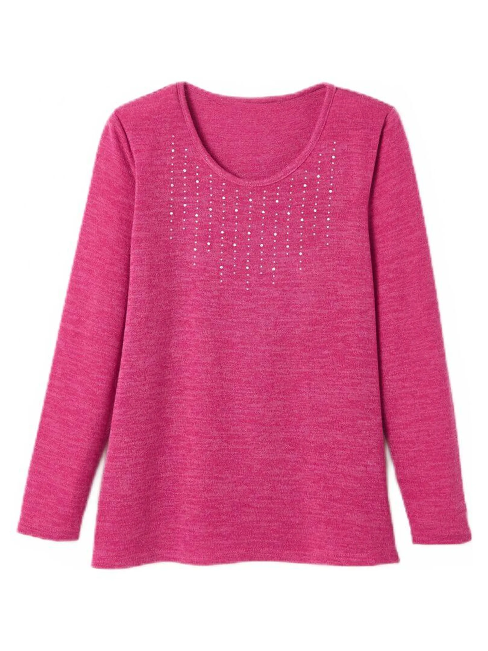 T-shirt maille chaude fantaisie - Rose fushia