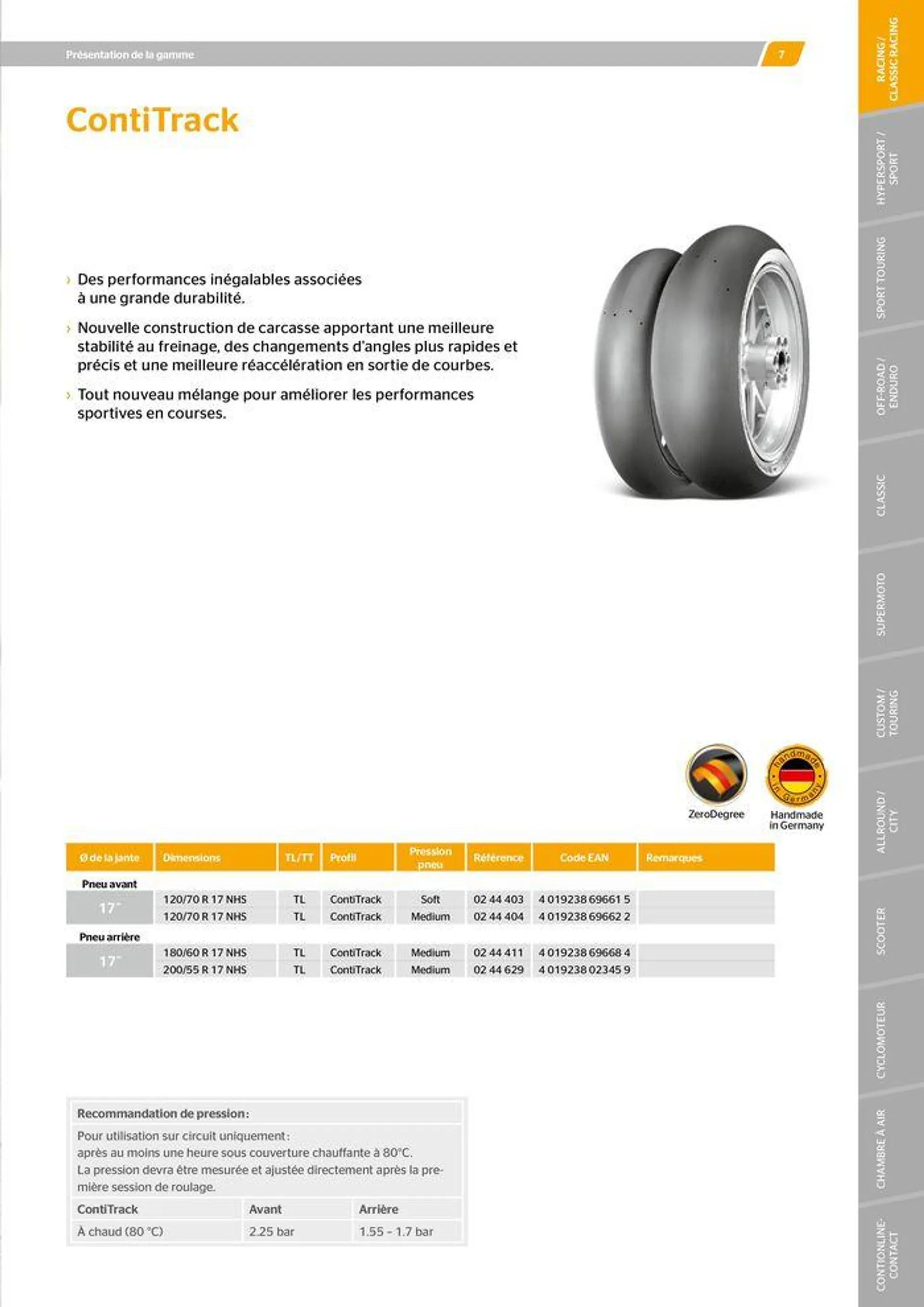 CONTINENTAL : Barème de facturation 2023 du 21 mai au 31 décembre 2024 - Catalogue page 7