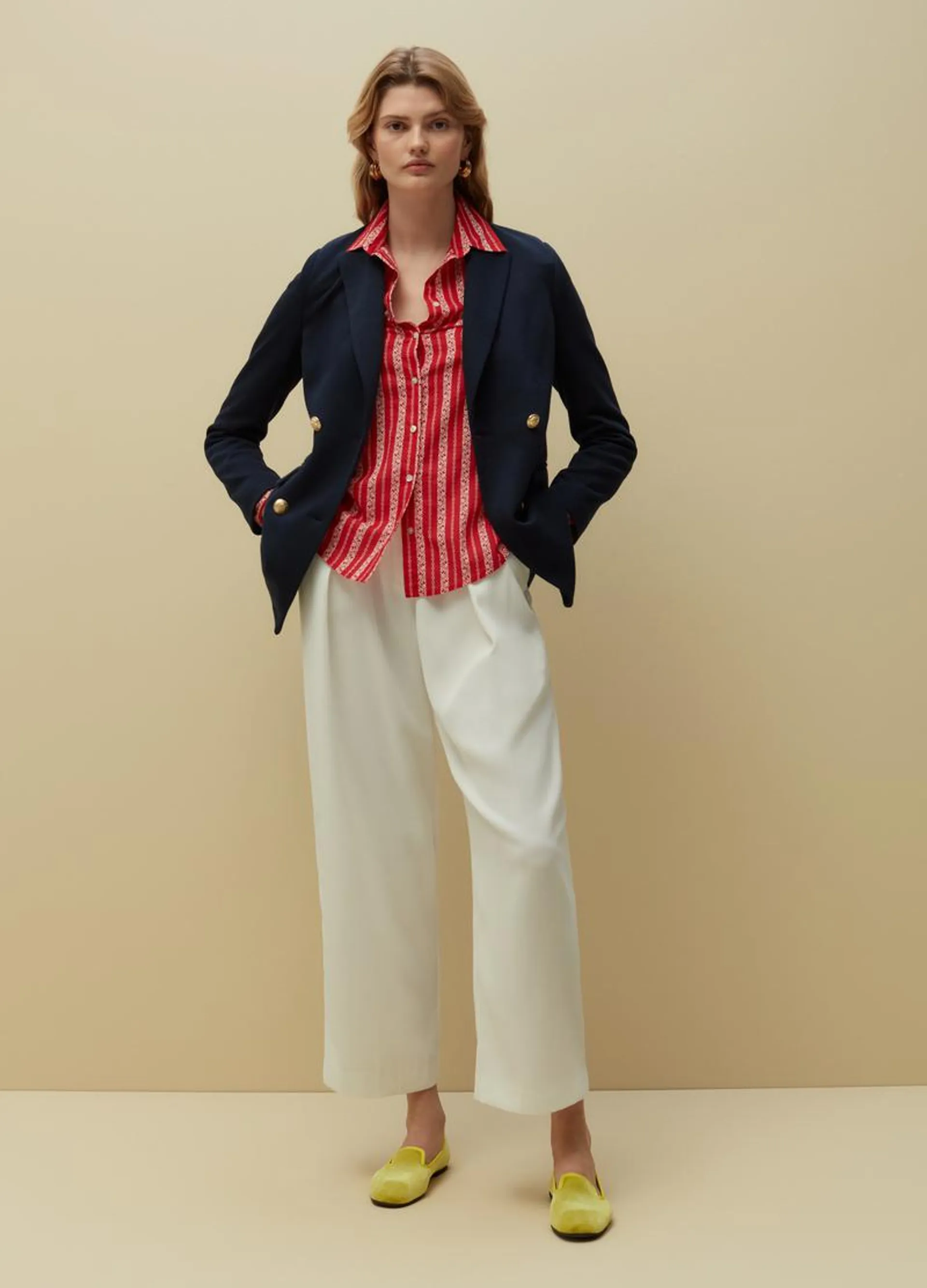 PIOMBO crêpe trousers with inverted pleats