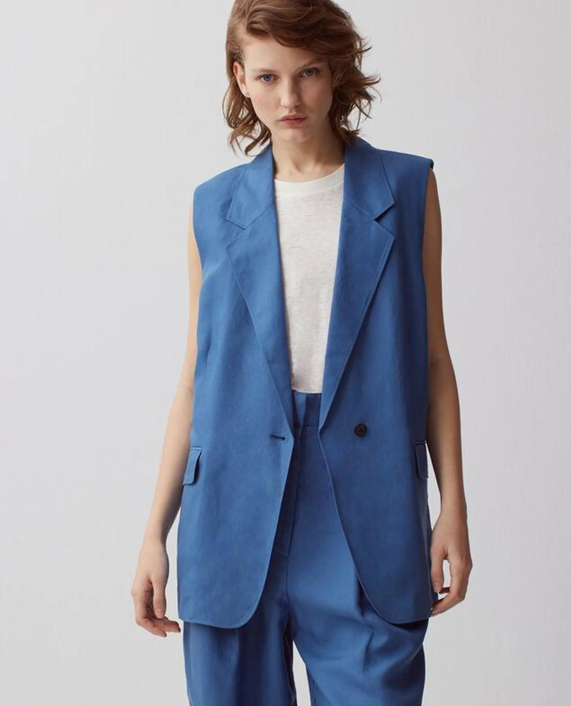 Veste de costume sans manches moonlight blue