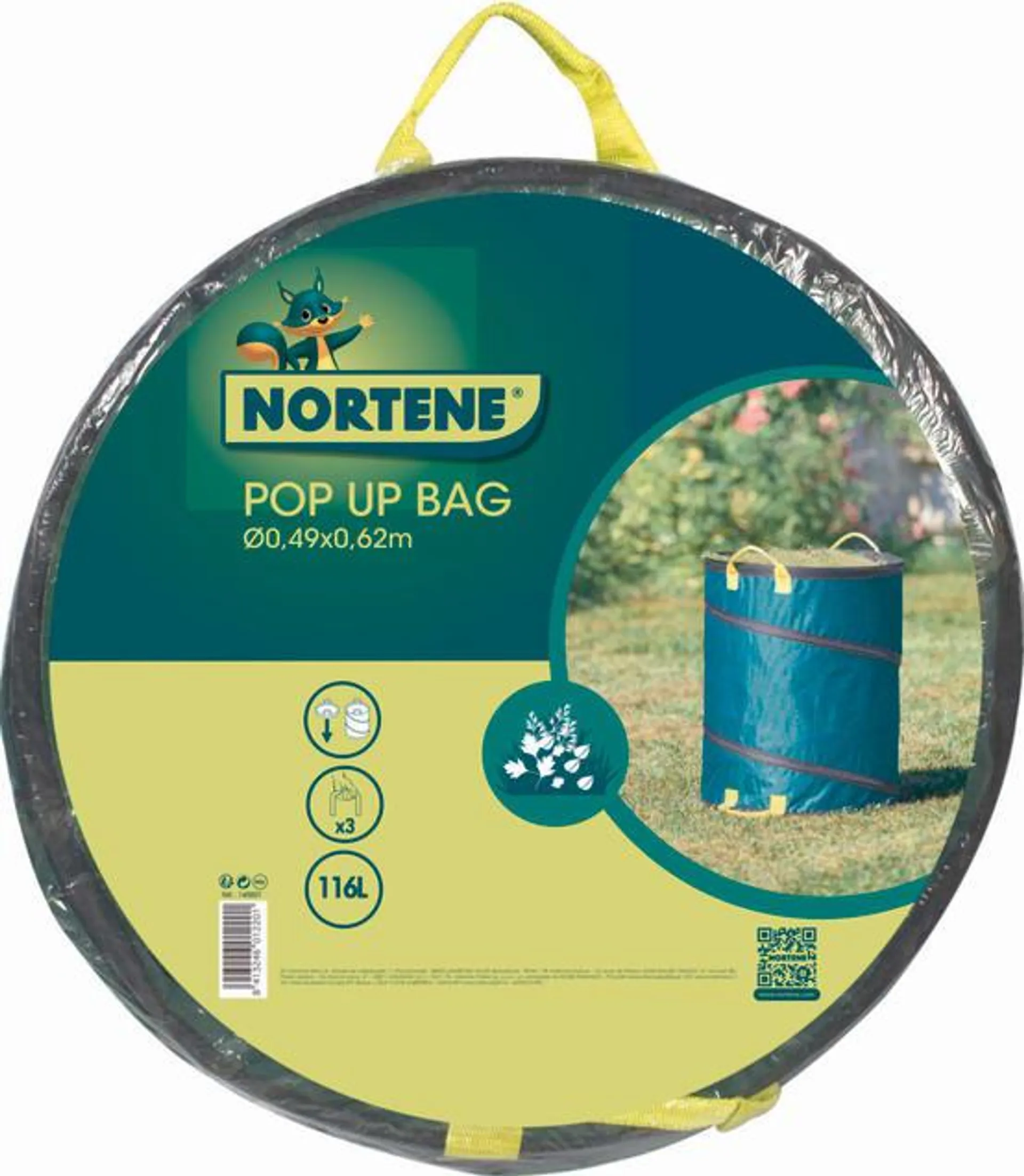 Nortène - Sac à déchets Pop-Up en polyester Verts 116 L