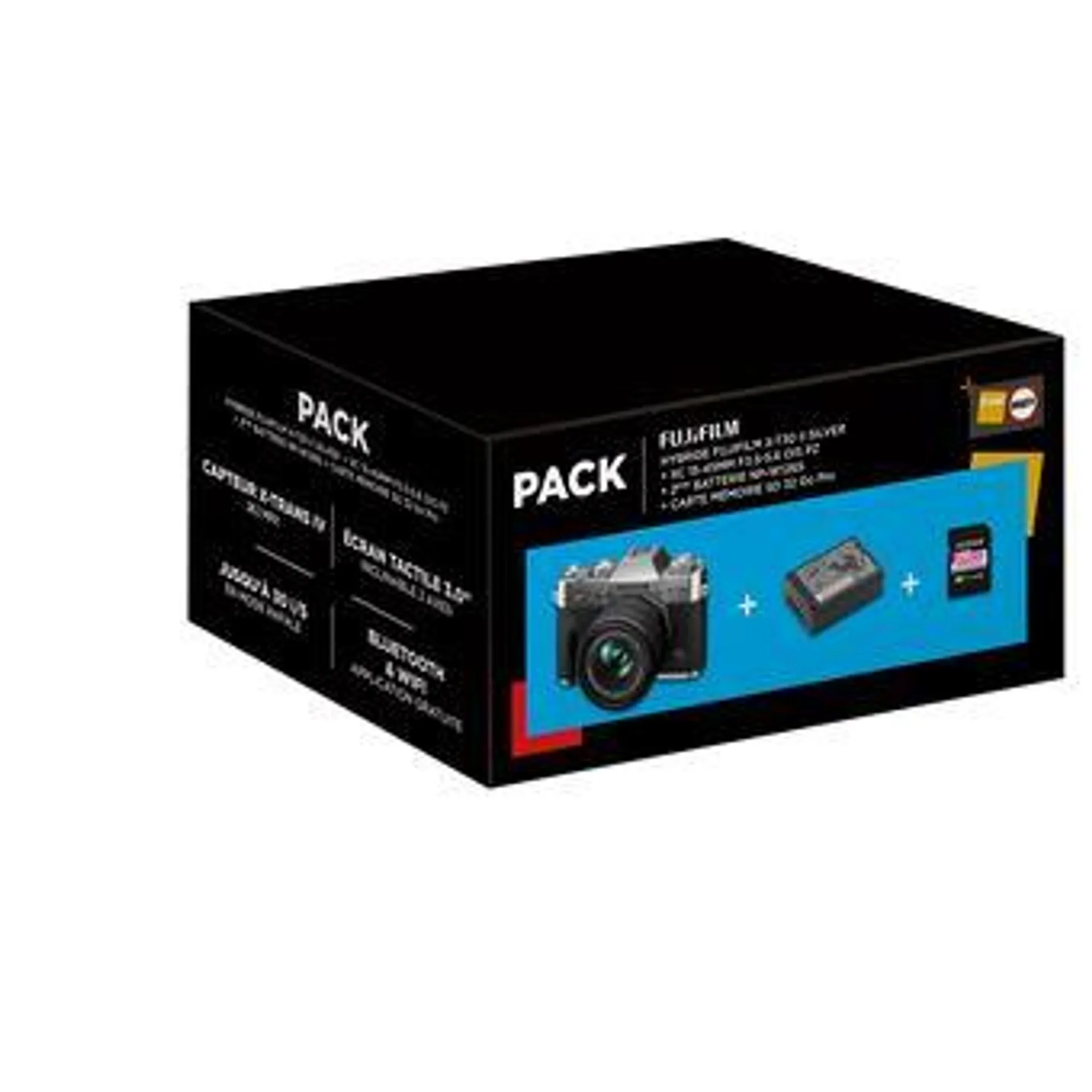 Pack Fnac Appareil photo hybride Fujifilm XT-30 II Silver + XC 15-45mm f/3.5-5.6 OIS PZ + 2ème Batterie + SD 32go Pro