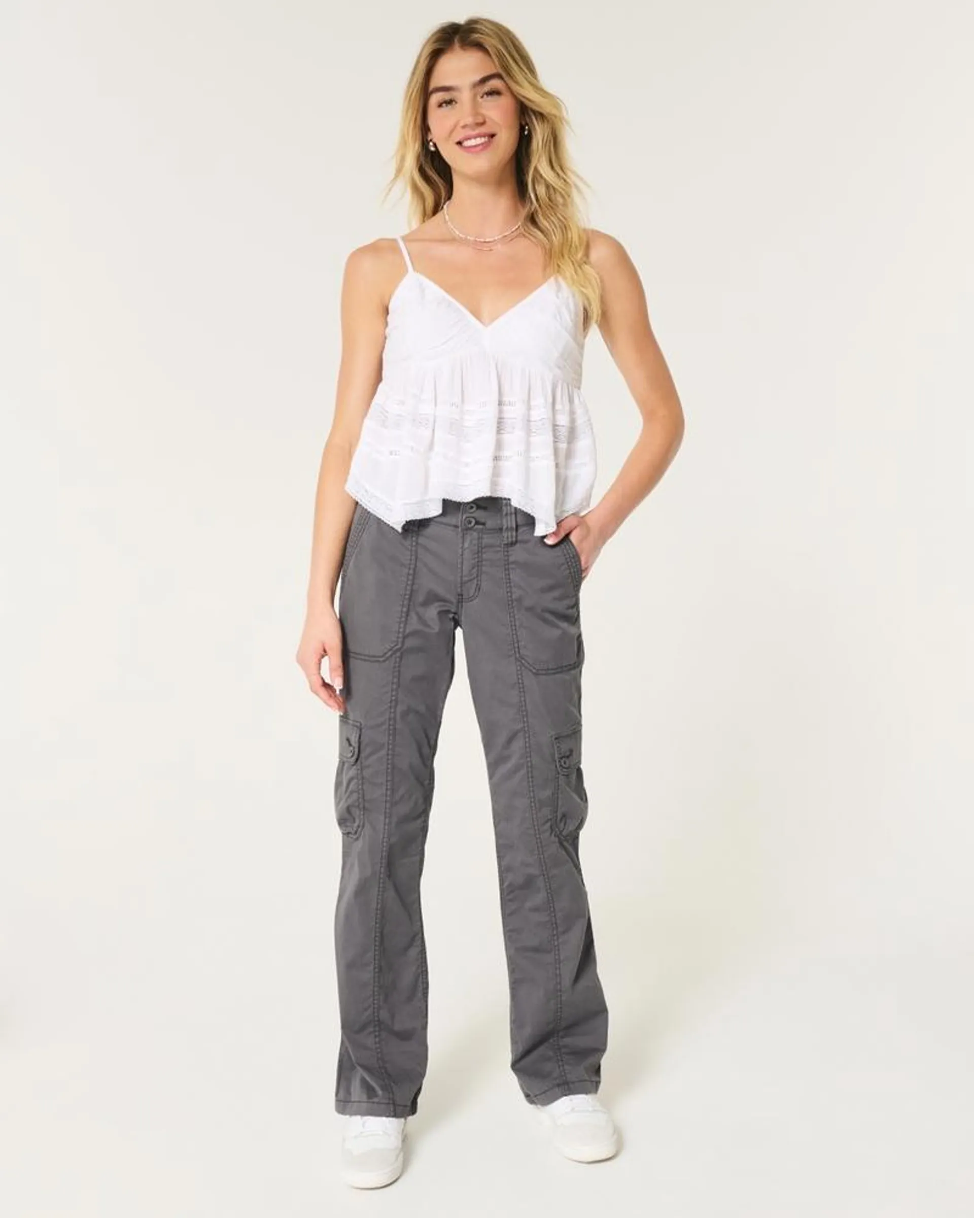 Mid-Rise Relaxed Cargo Boot Pants