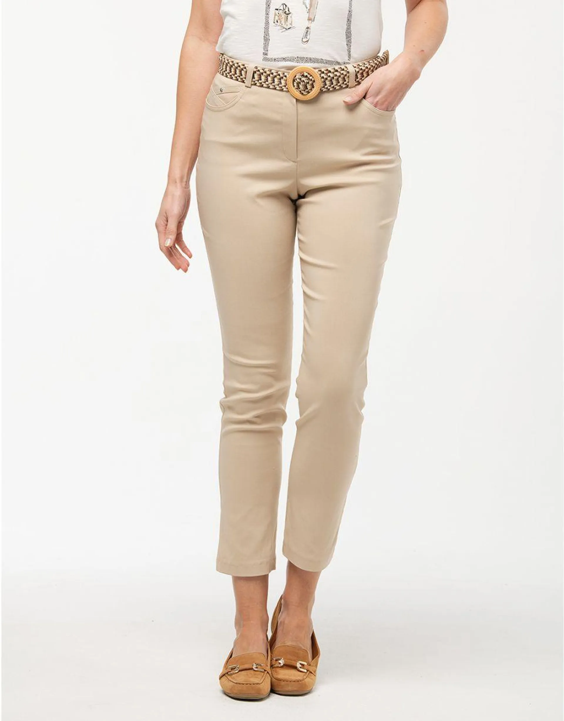 Pantalon slim 7/8e beige