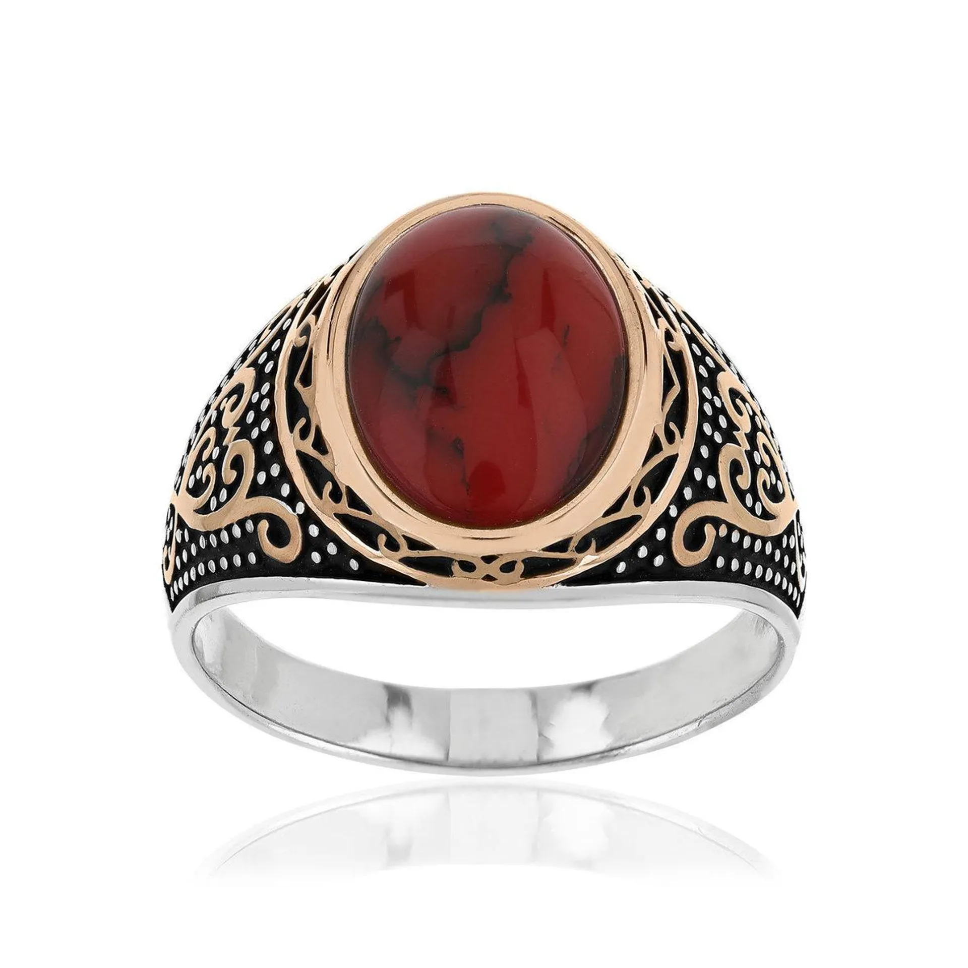 Bague argent 925 jaspe synthétique