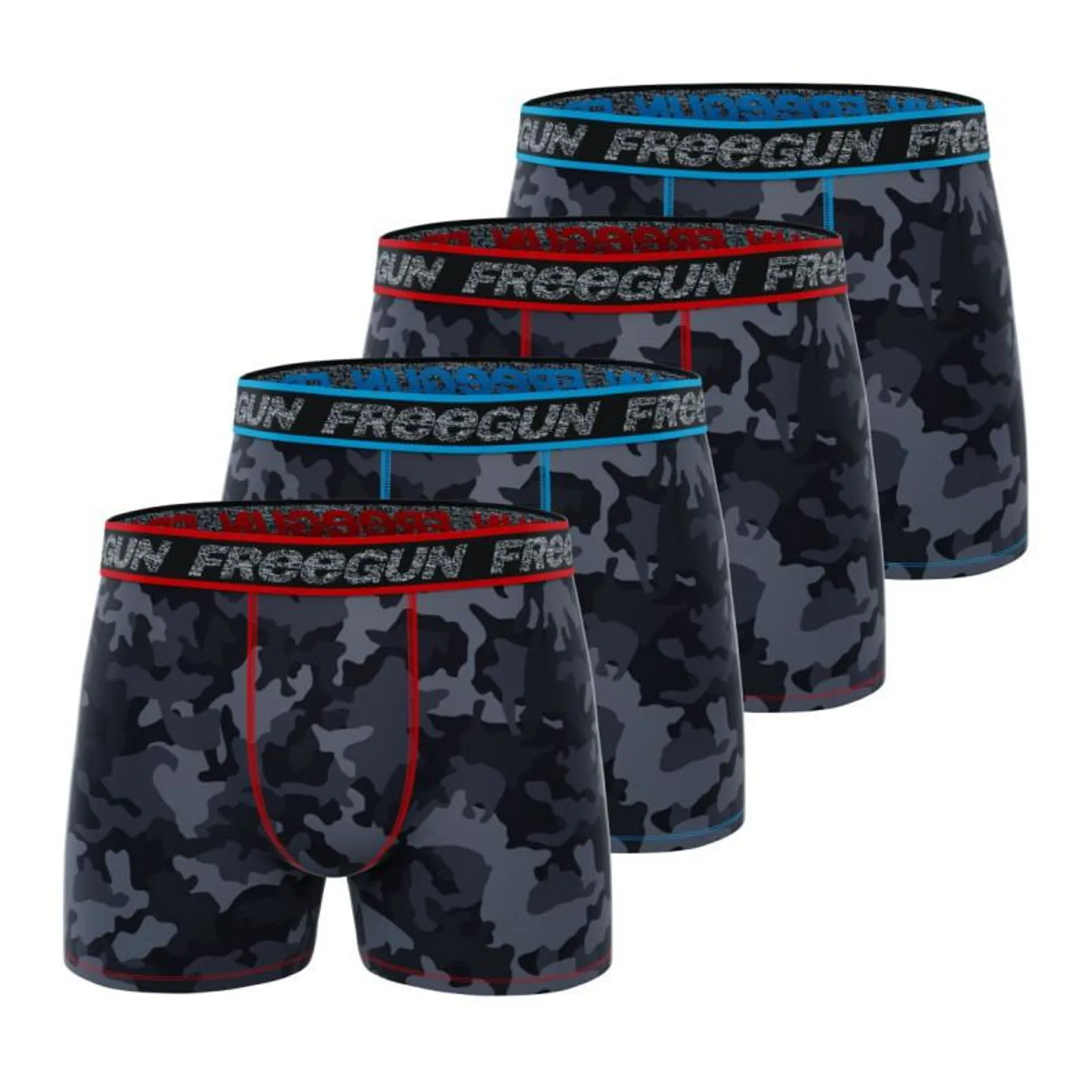 Lot de 4 Boxers Coton Stretch Homme Dynamique Camouflage | FREEGUN