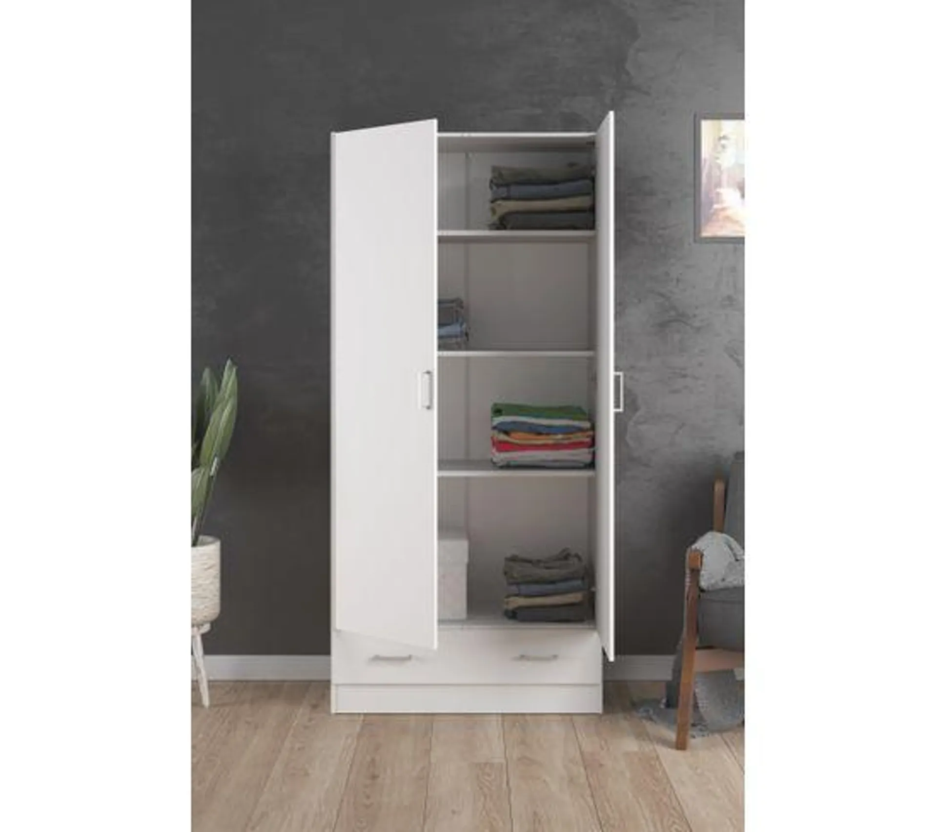 Armoire 2 portes L.80 cm SPACE blanc