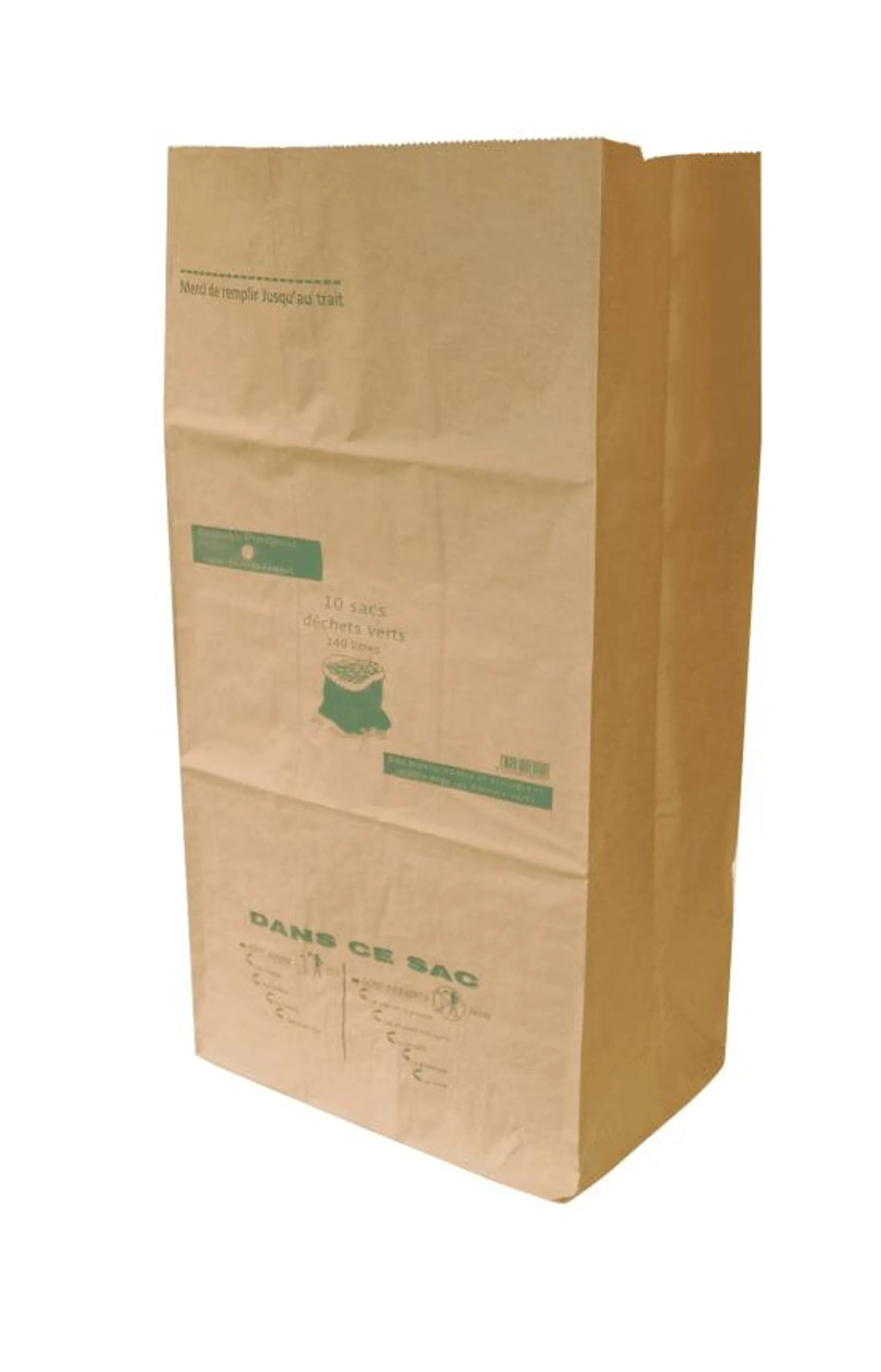 5 Sacs déchets verts papier kraft brun recyclé traité W.S. 120 L