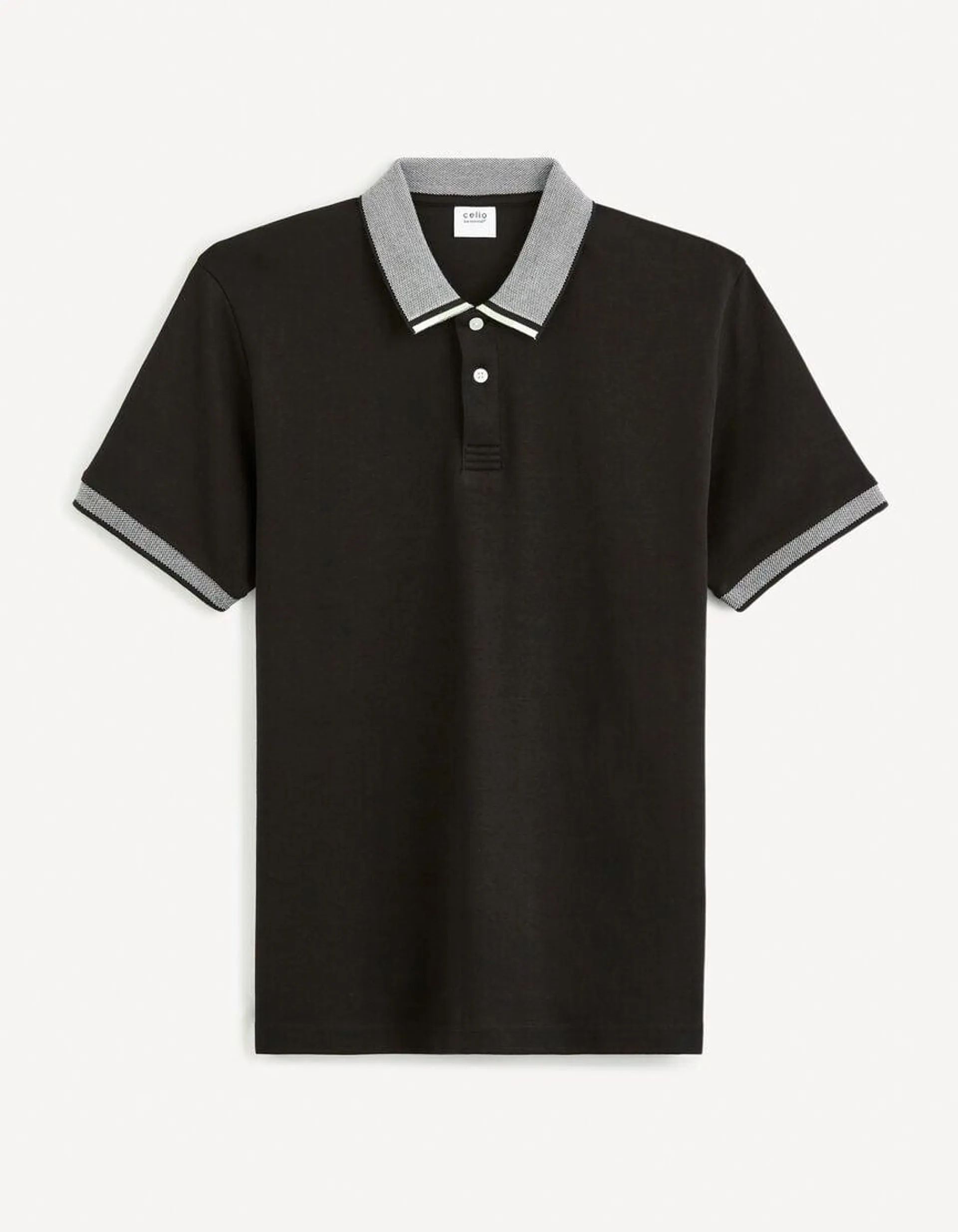 Polo jersey regular en coton - noir