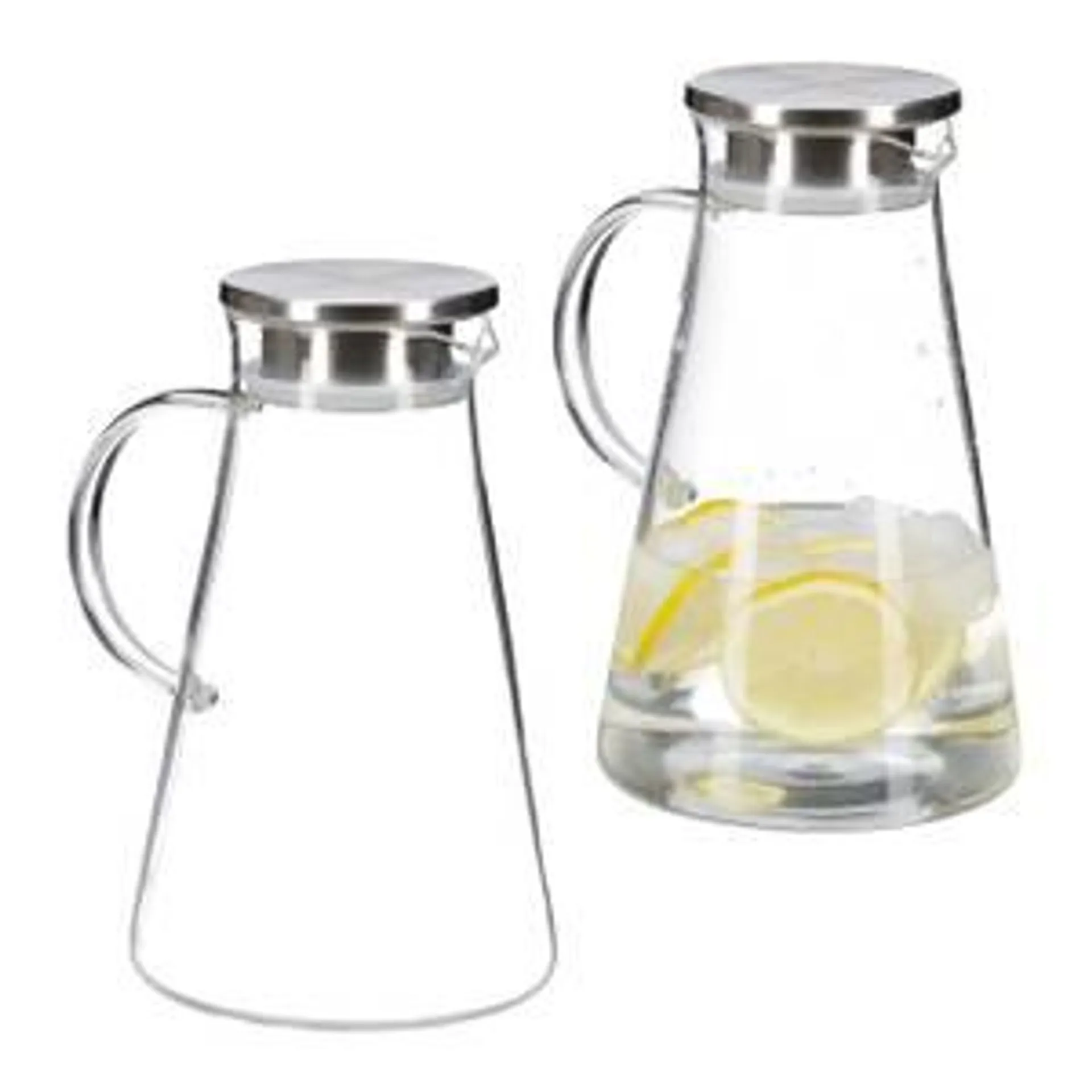 2x Carafe en verre avec couvercle 1,8 l