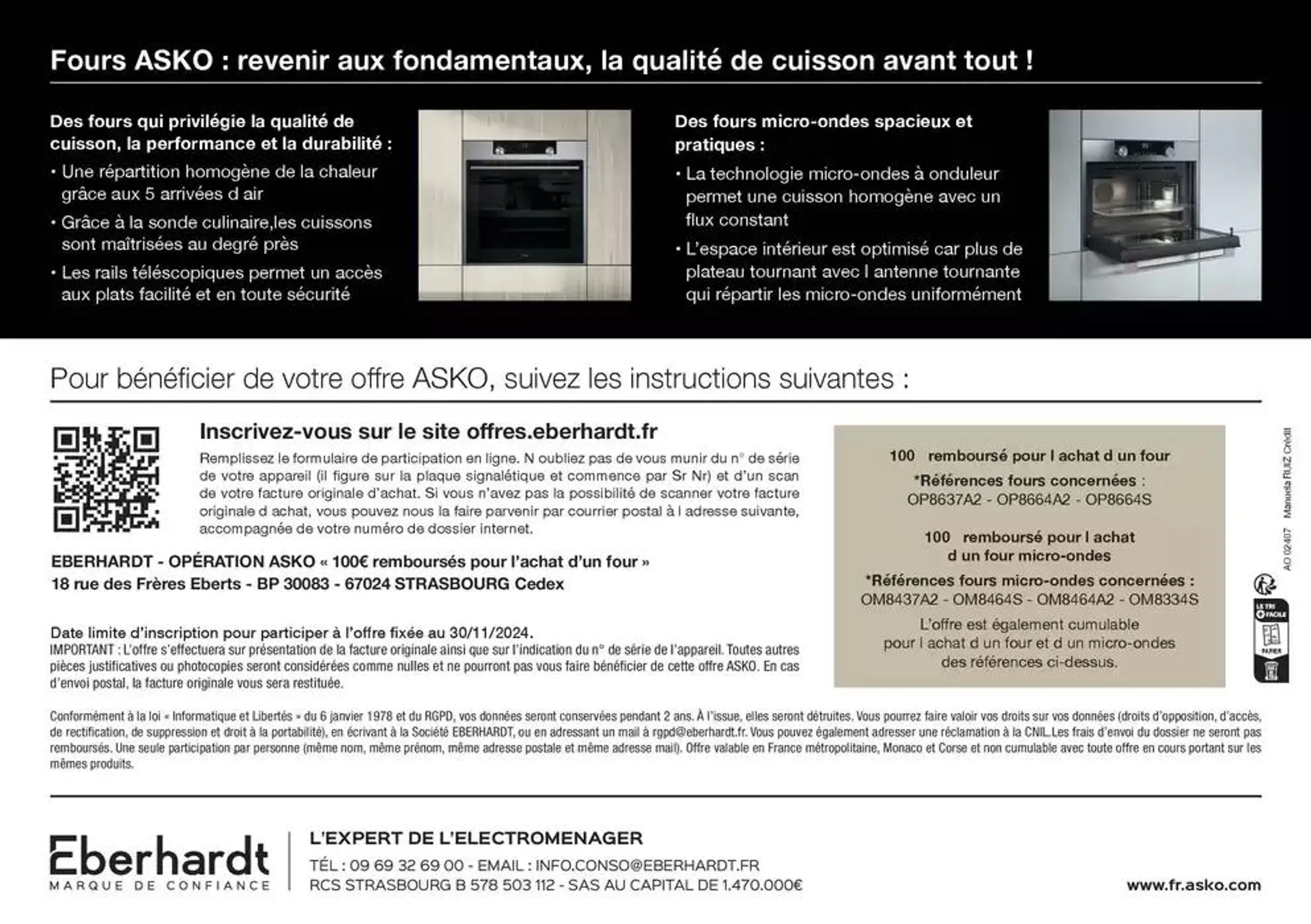 ASKO vous rembourse 100€ pour l’achat d’un four Pyrolyse ou d’un four micro-ondes du 23 octobre au 31 octobre 2024 - Catalogue page 2