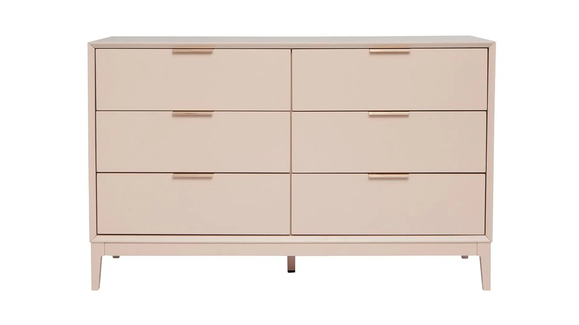 Commode rose poudré et métal doré 6 tiroirs L120 cm GIANA