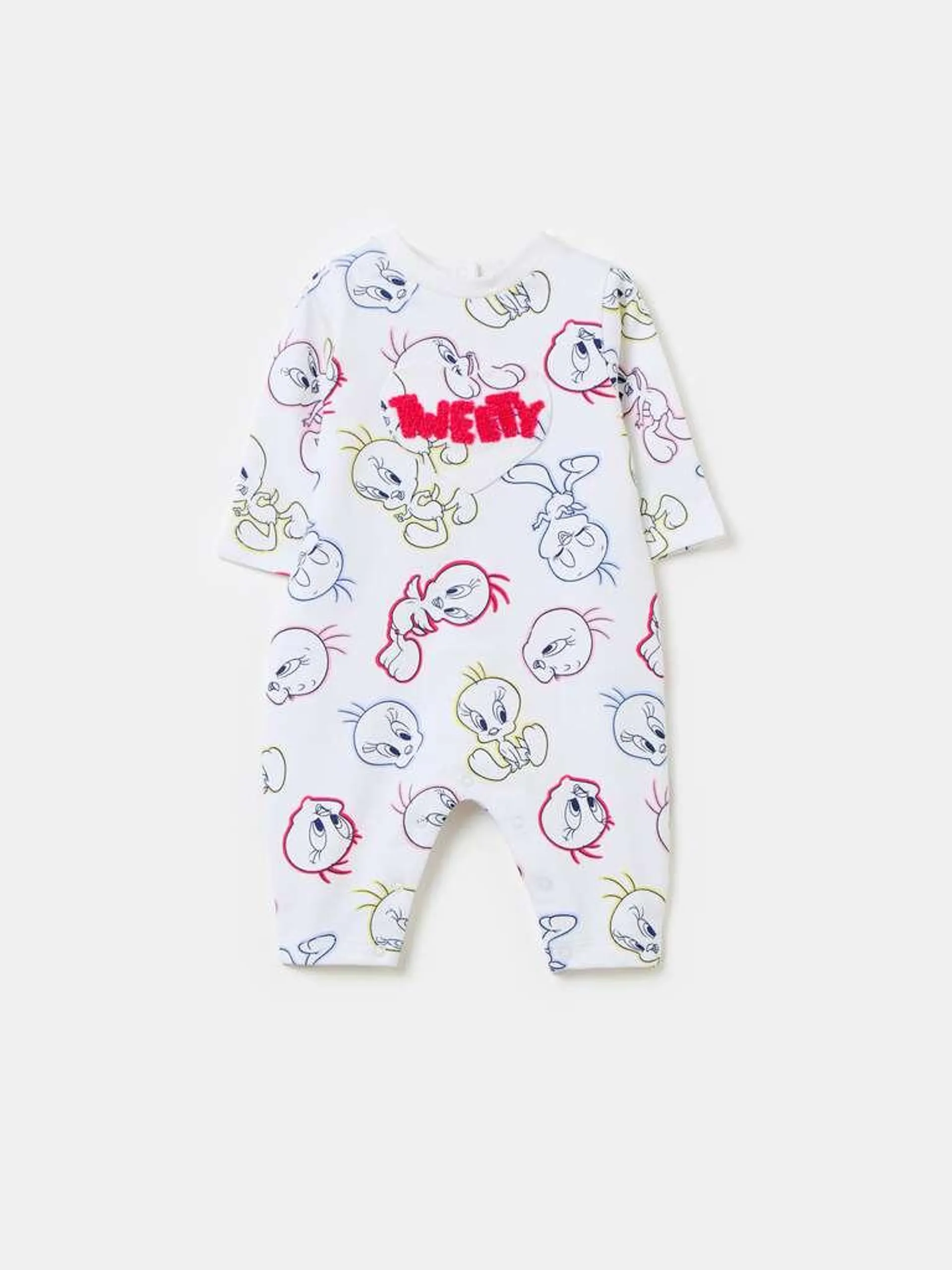 Organic cotton onesie with Tweetie Pie print Blanc optique