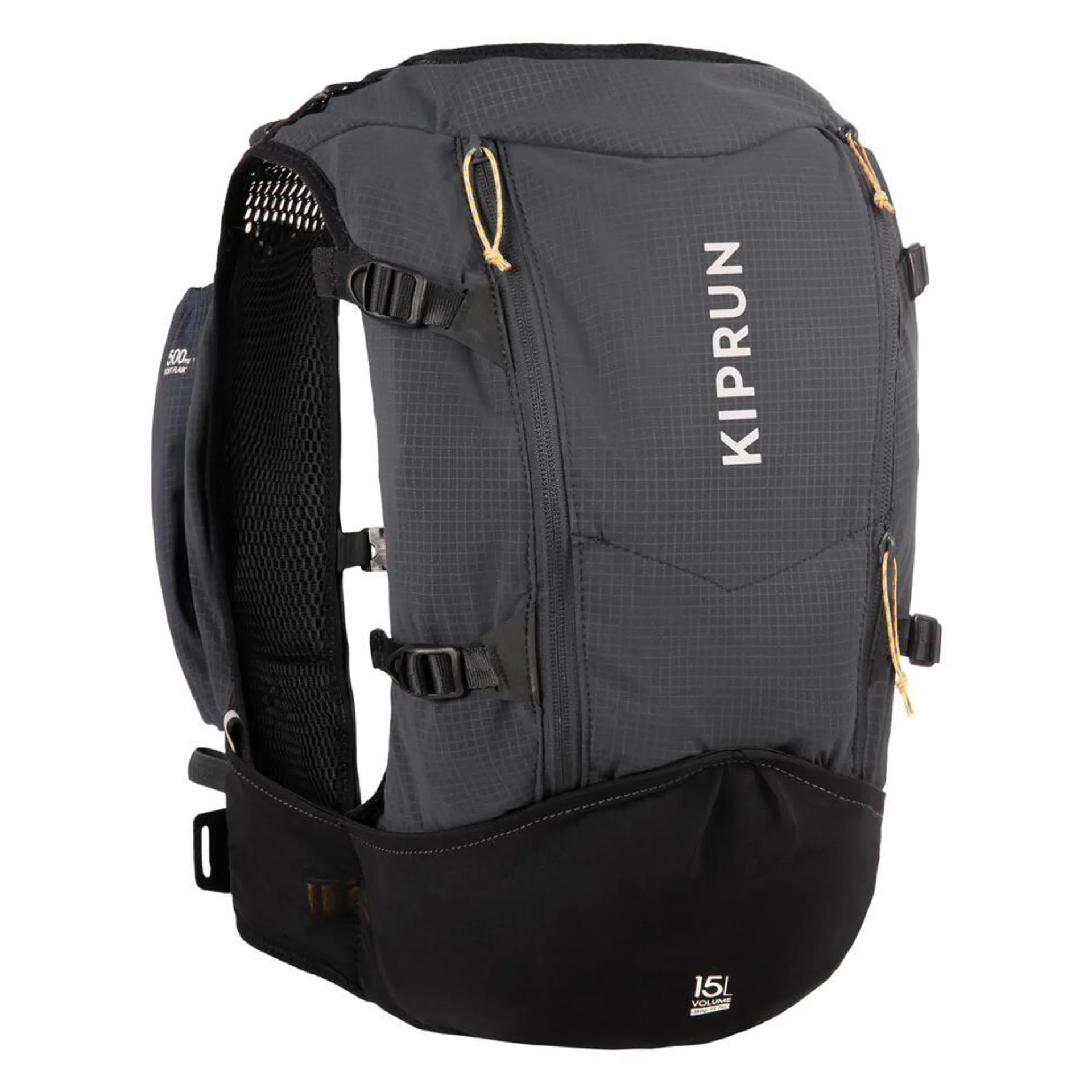 SAC TRAIL ULTRA RUNNING 15L MIXTE NOIR - VENDU AVEC POCHE À EAU 2L