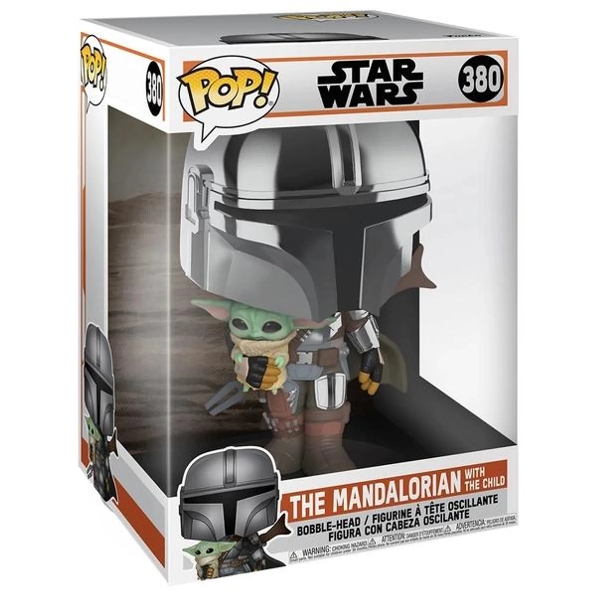 Funko POP! Figurine 380 Star Wars Le Mandalorian Chromé avec L'Enfant 25 cm