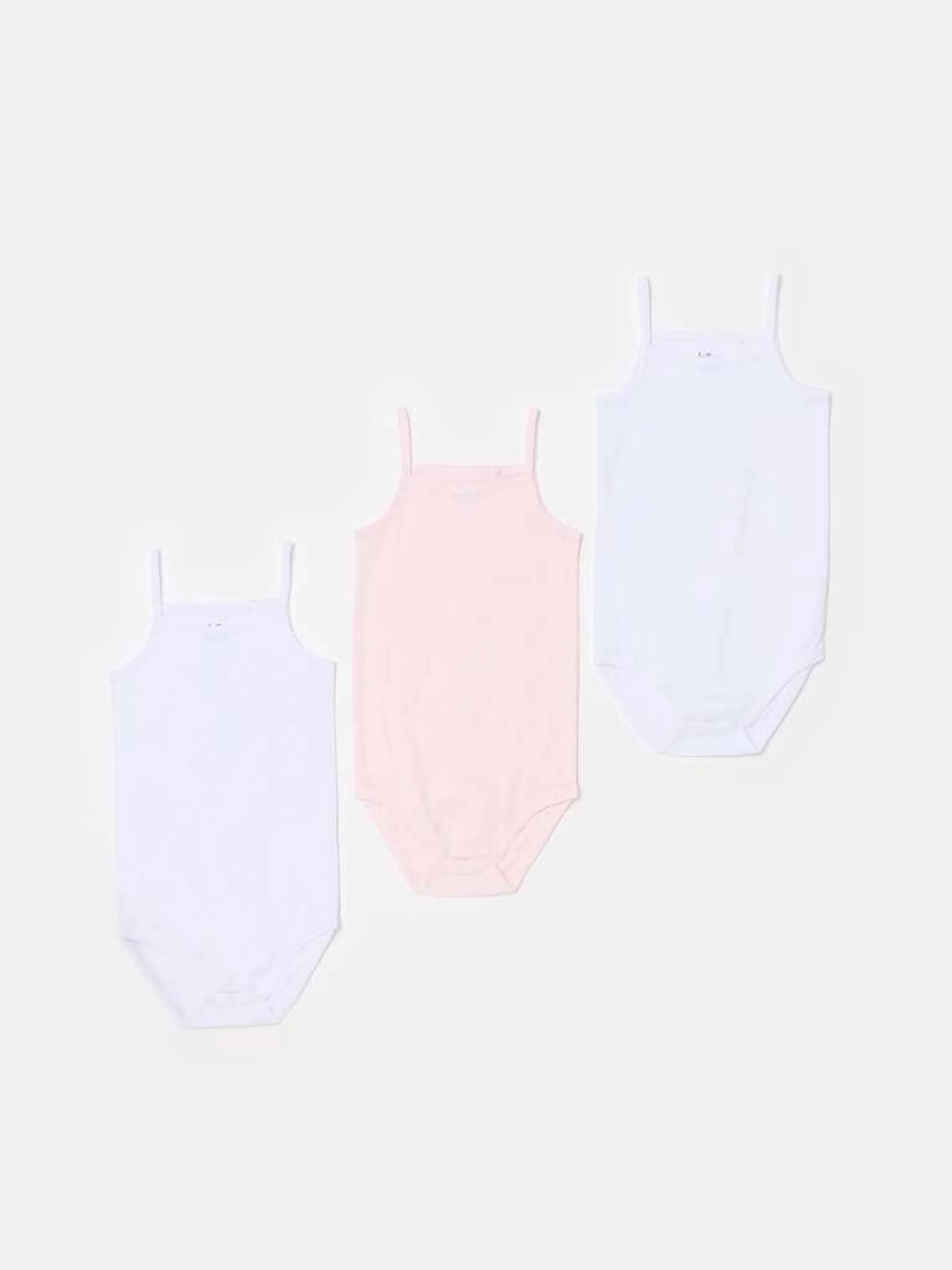 Three-pack bodysuit in organic cotton Blanc/rose