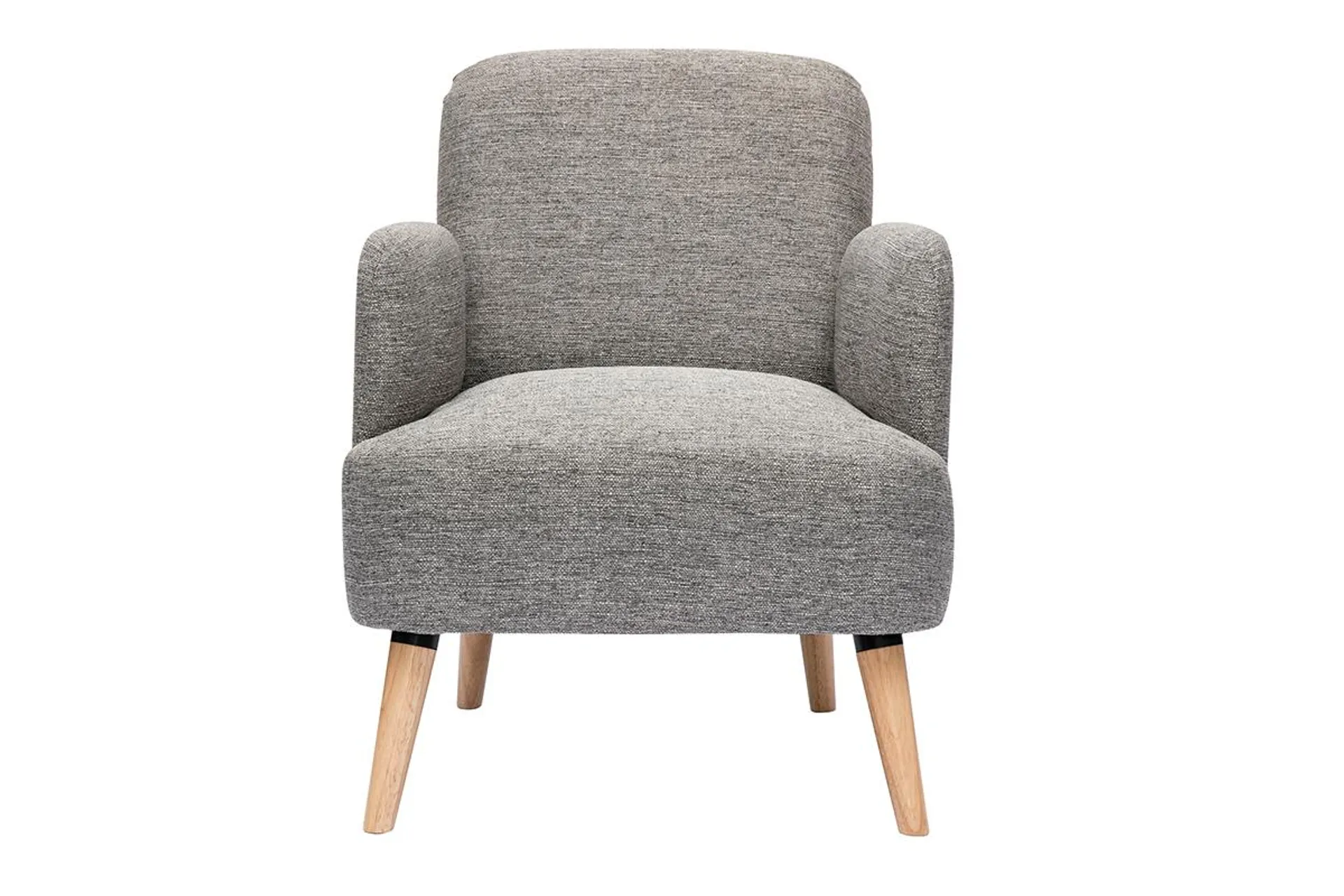 Fauteuil scandinave en tissu gris clair et bois clair ISKO