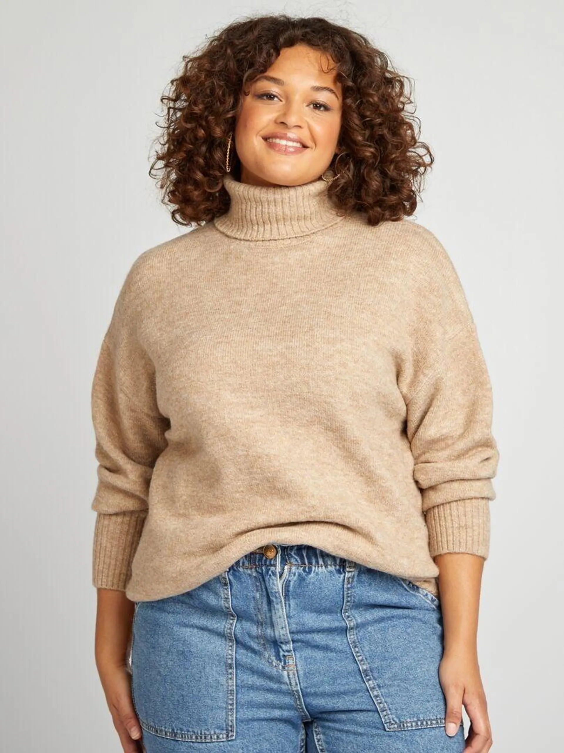 Pull à col roulé - Beige