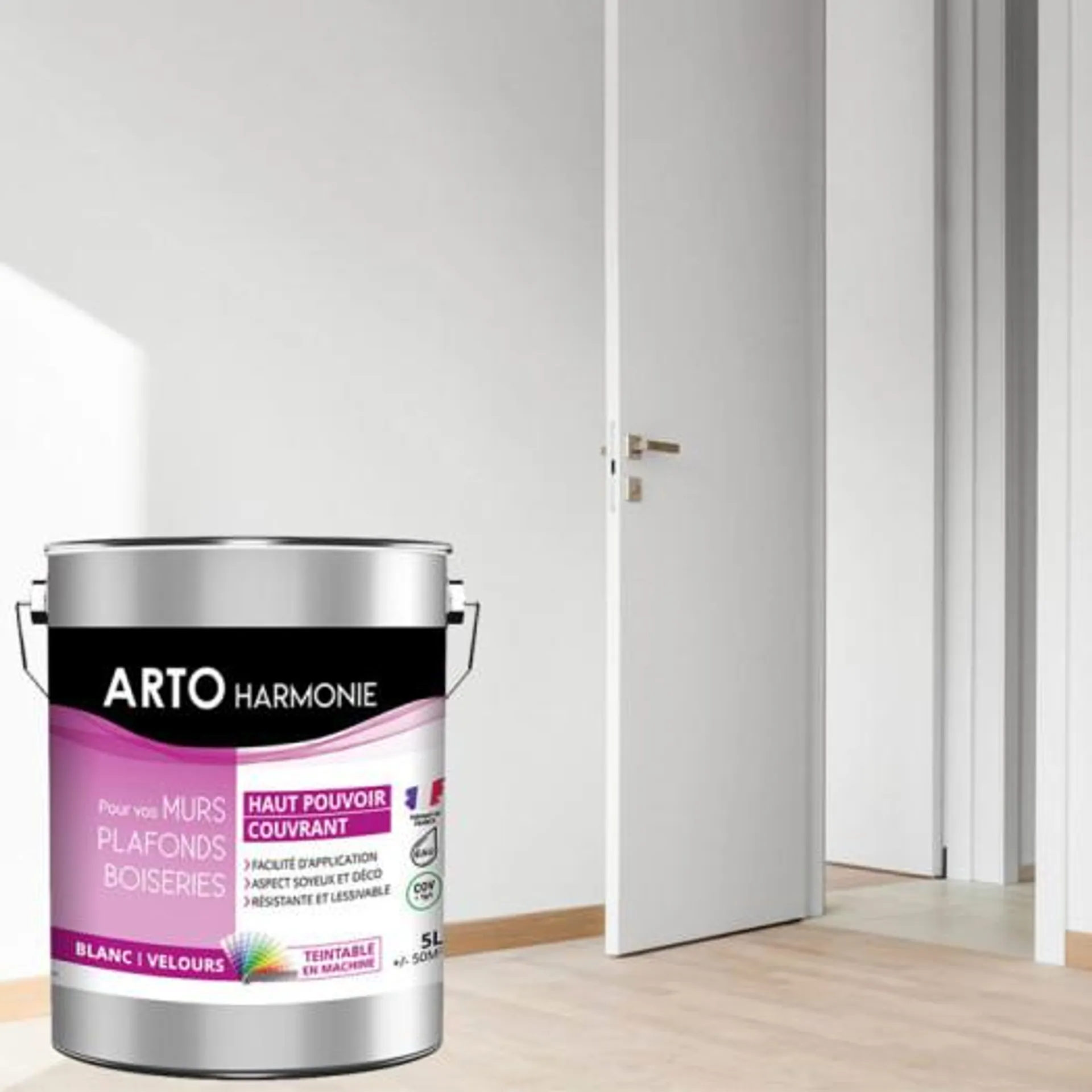 Peinture Arto Harmonie Murs, plafonds et boiserie intérieur blanc velours 5L