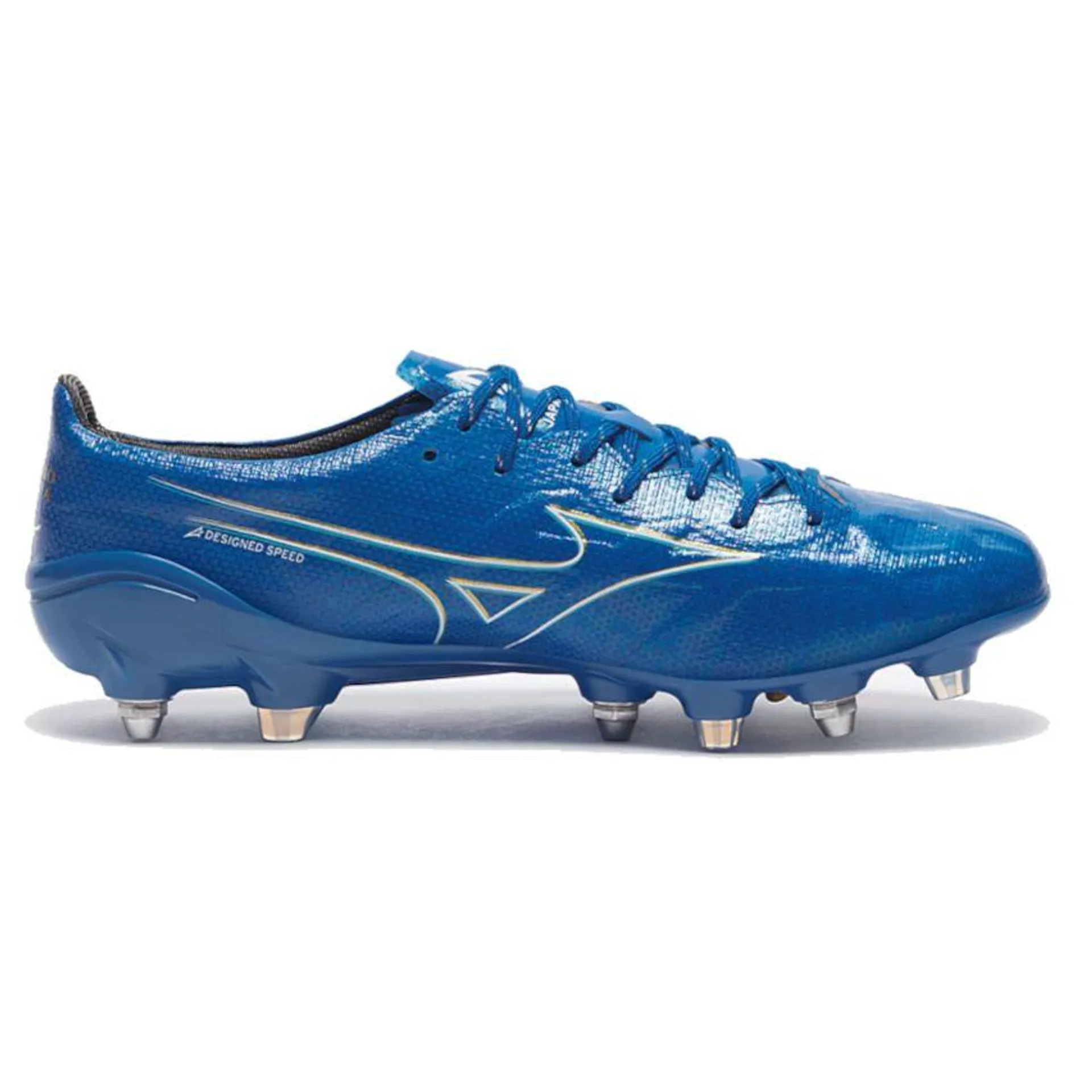 Chaussures Rugby Alpha SG Crampons Hybrides Tout Terrain Bleu - Mizuno