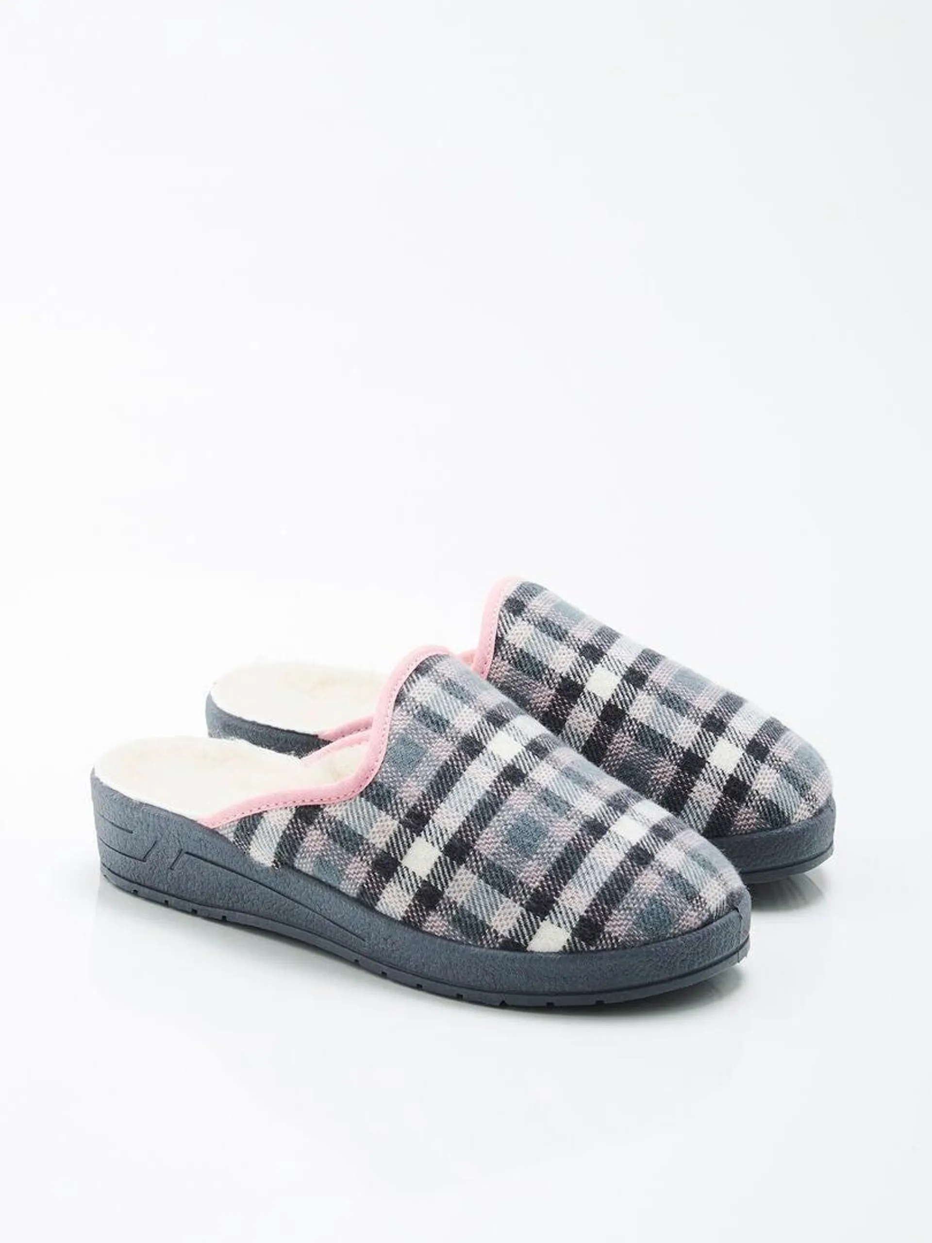 Mules carreaux ou unies Thermolactyl - Damart - Gris