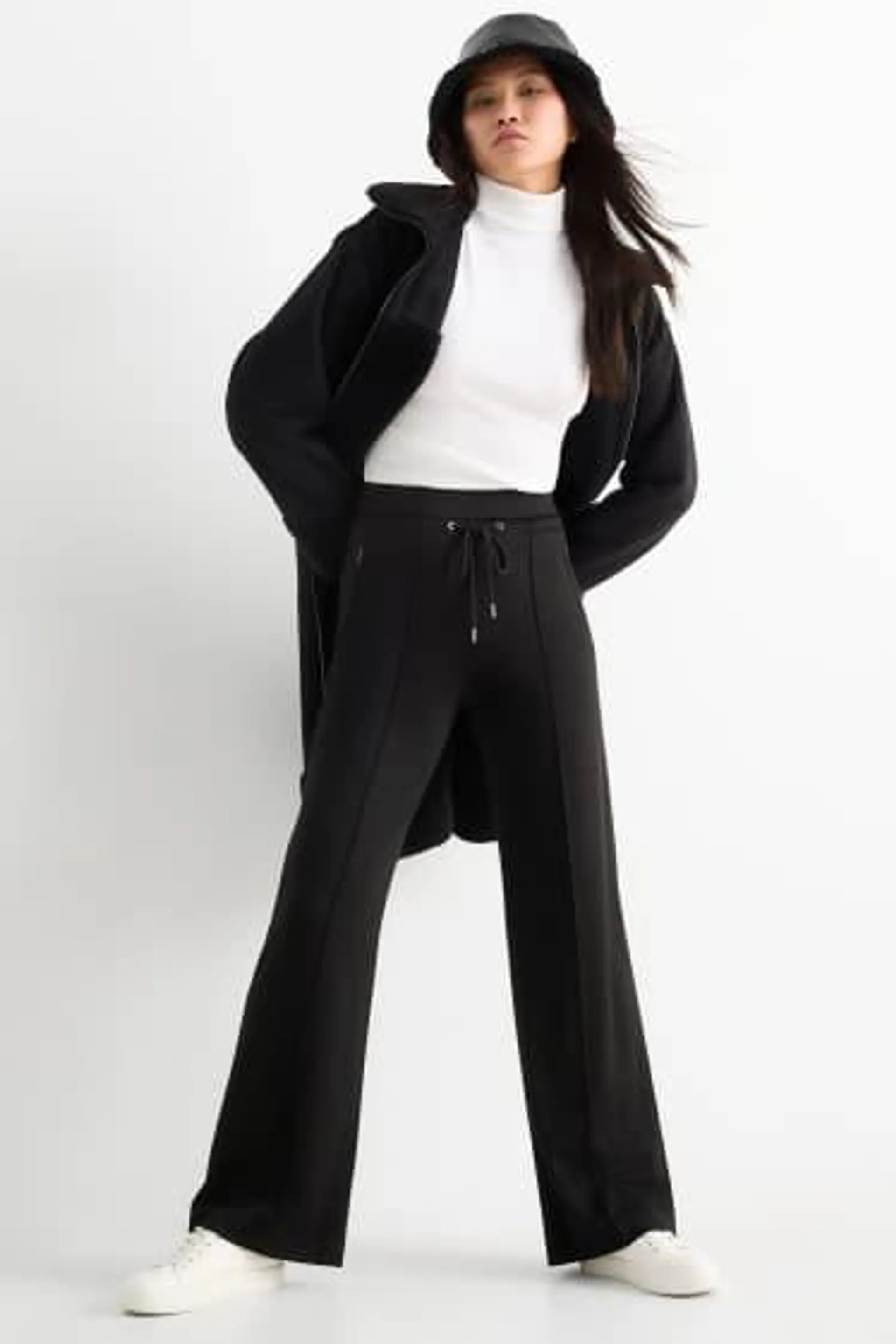 Jersey trousers - mid-rise waist - straight fit