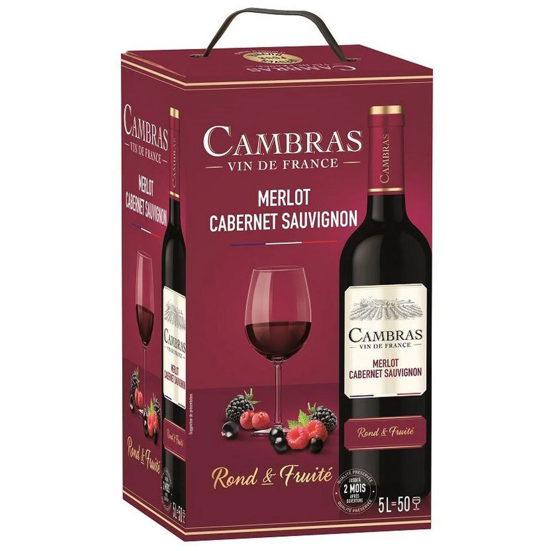 Vin de France Cambras Merlot Cabernet Sauvignon bib Grand format 5l