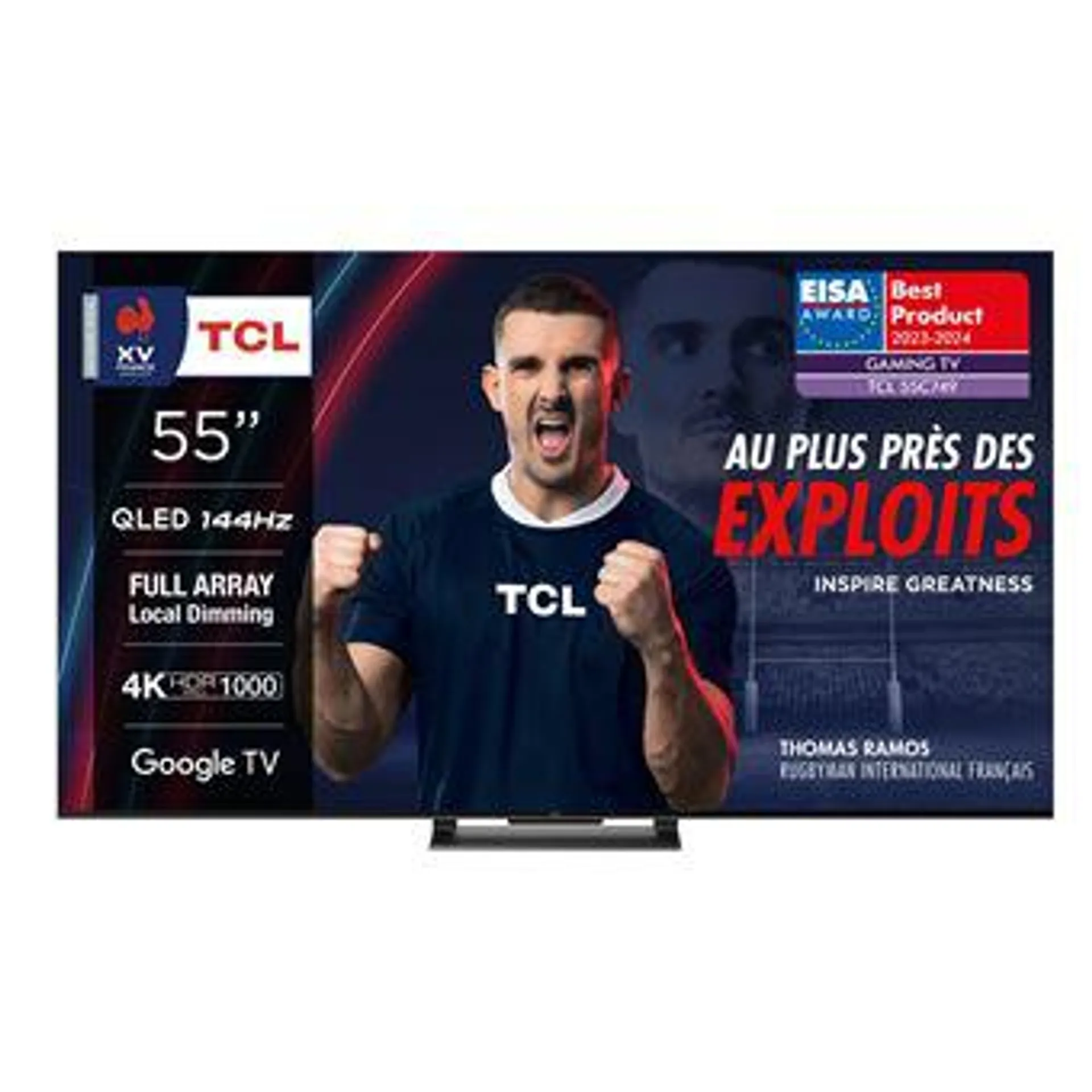 TV QLED TCL 55C749 139 cm 4K UHD Google TV Aluminium brossé