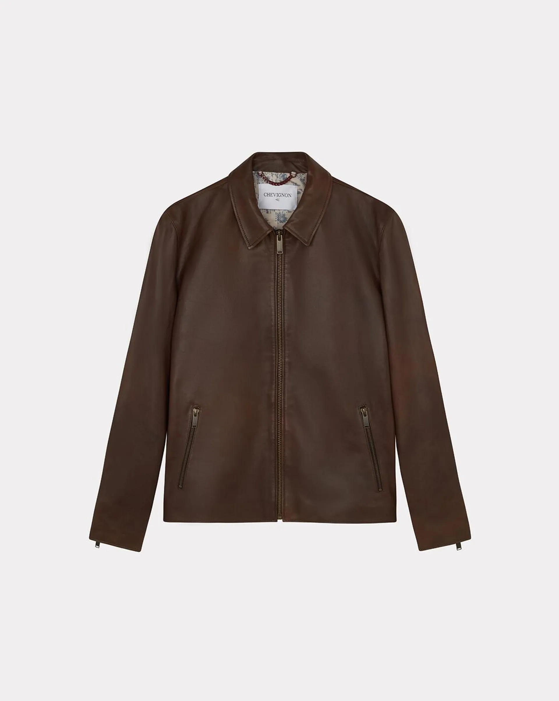 Blouson en cuir trooper cacao