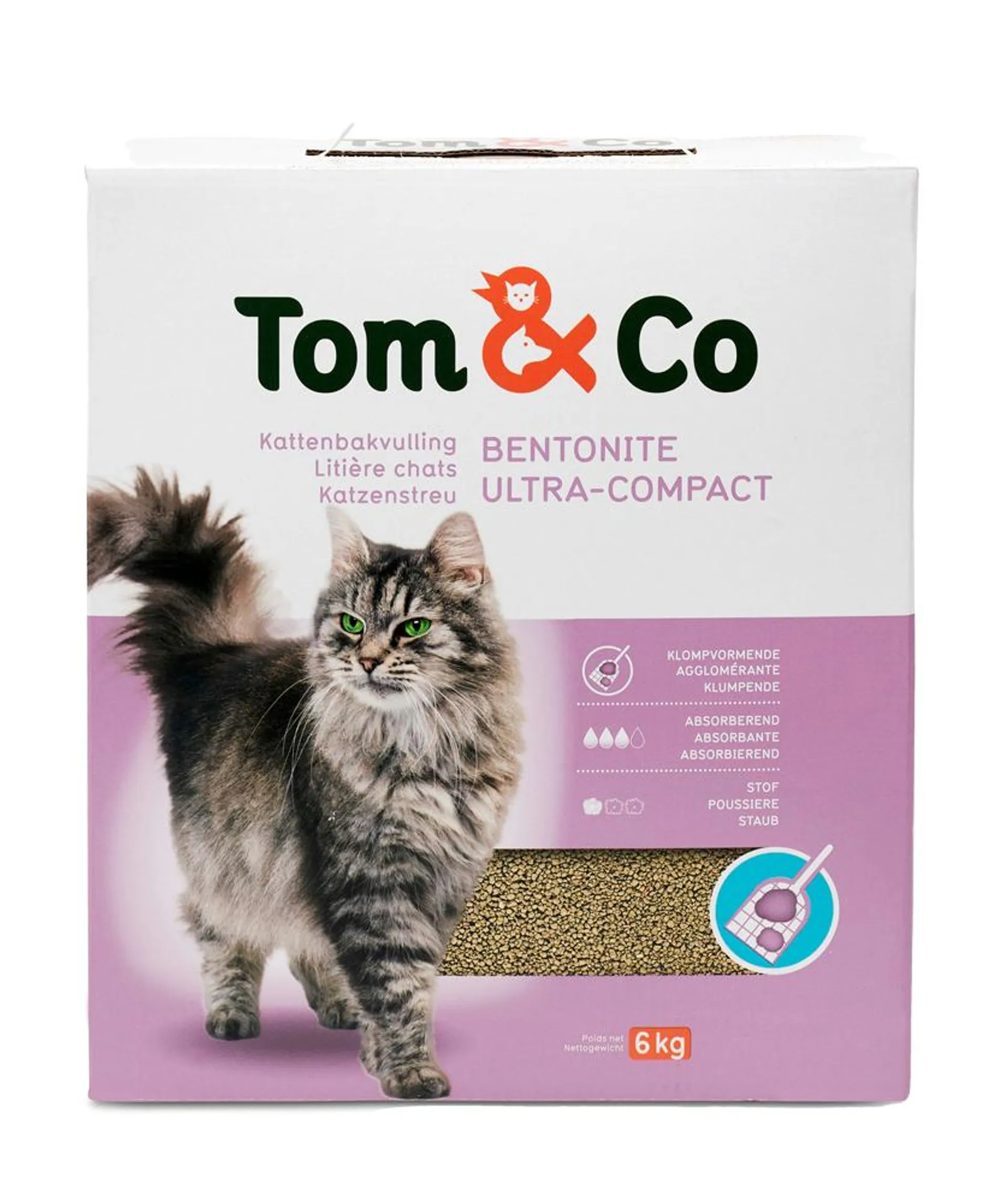 Litière pour chat tom&co bentonite ultra compact 6kg