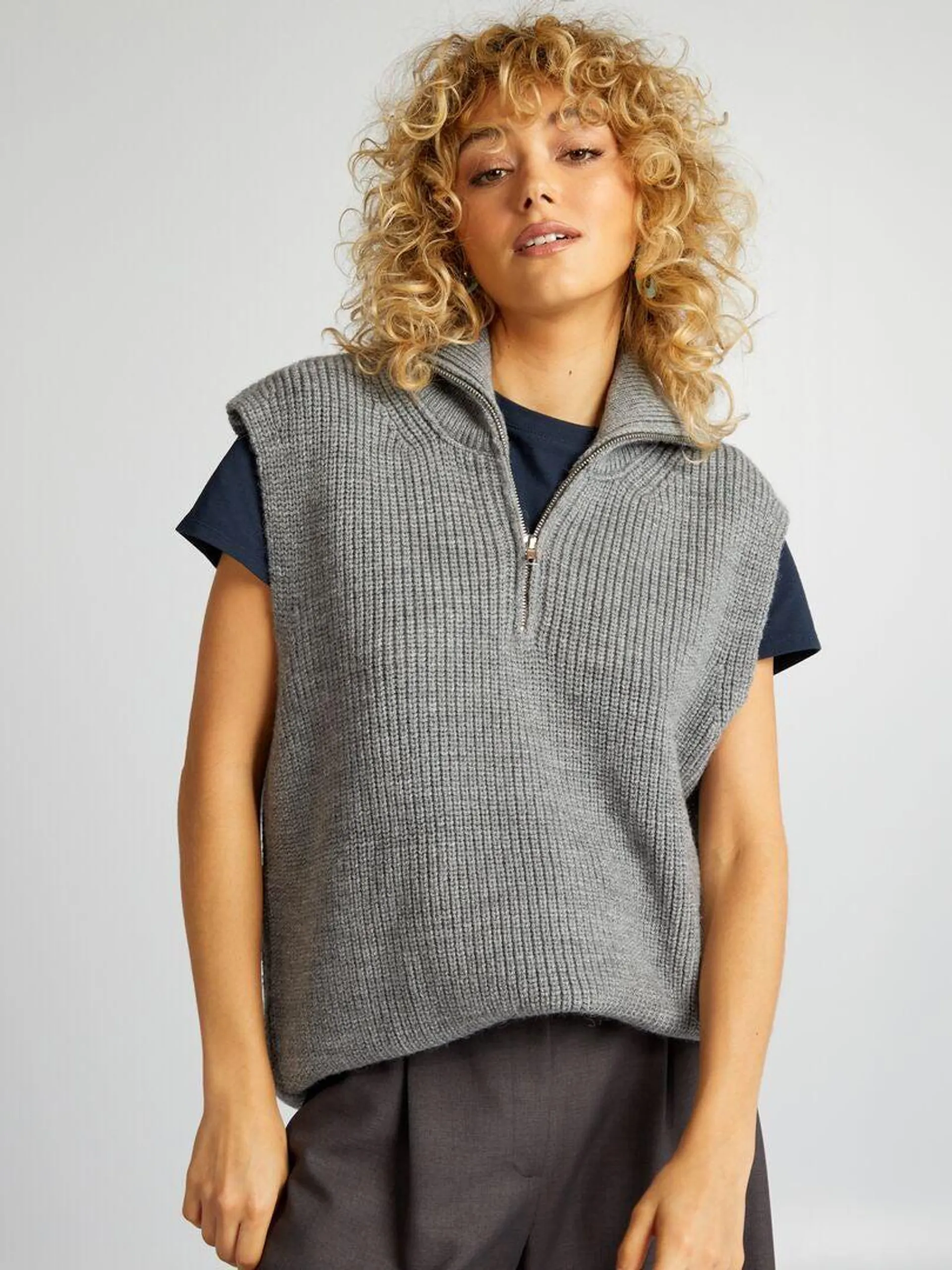 Pull camionneur sans manches - gris