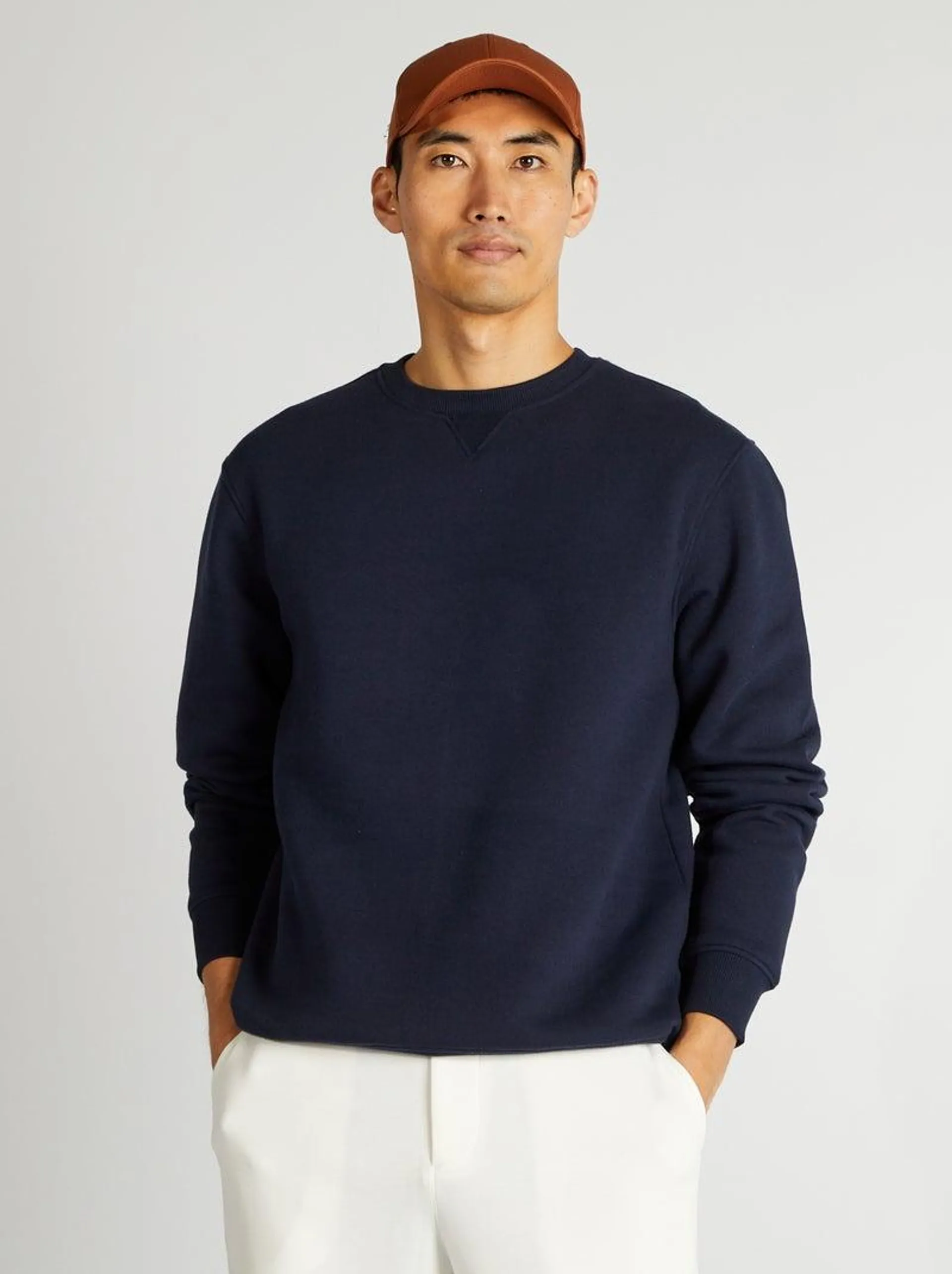 Sweat uni col rond - Bleu