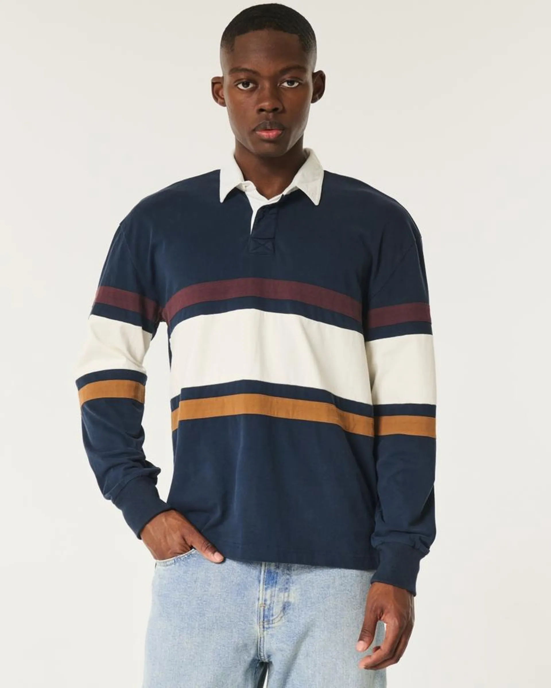 Oversized Heavyweight Long-Sleeve Rugby Polo