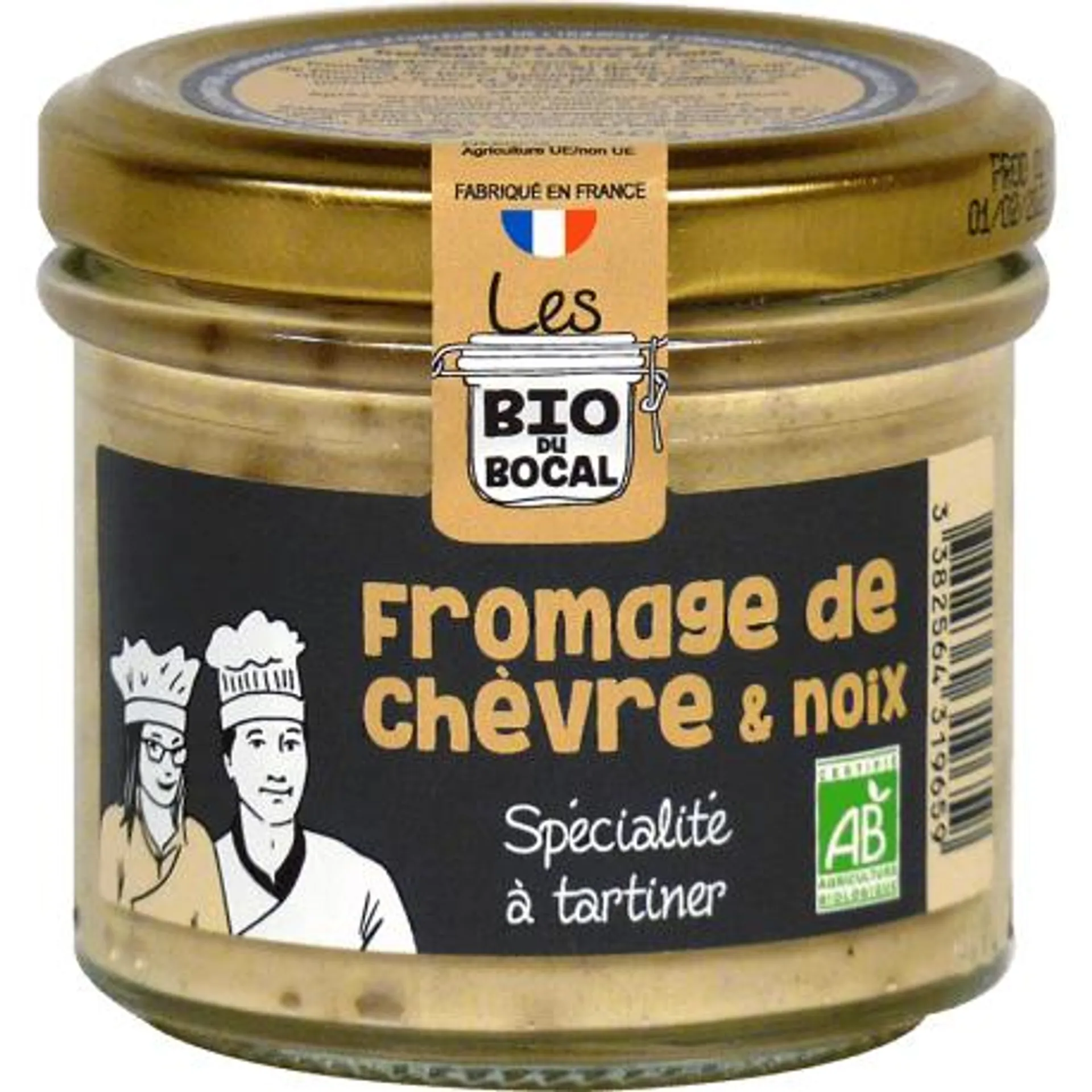 Spécialité à tartiner, fromage de chèvre et noix bio 90g