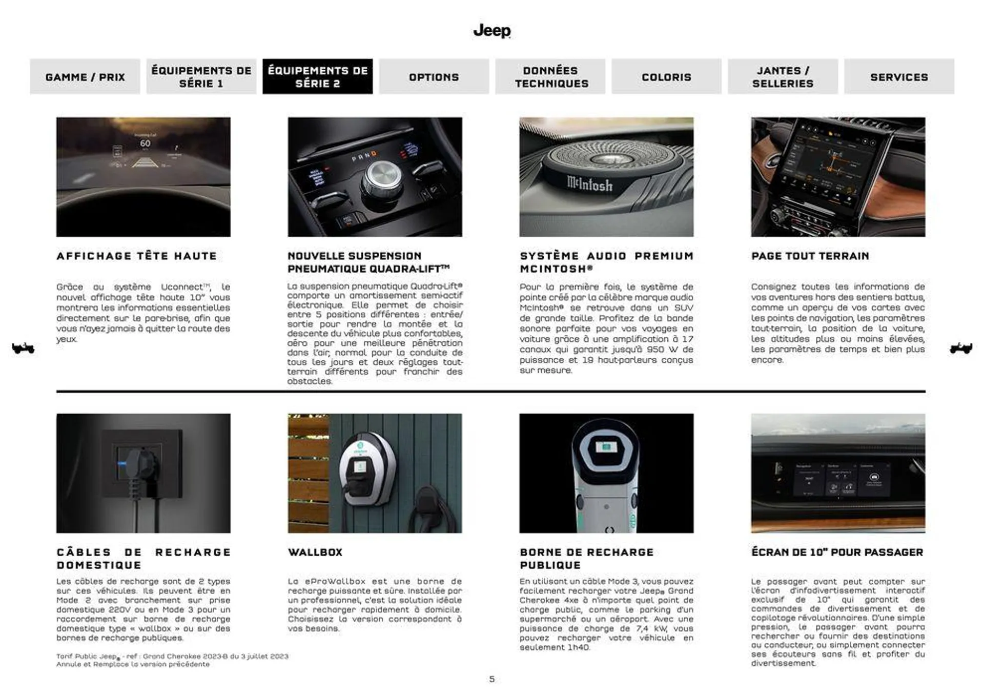 JEEP GRAND CHEROKEE 4XE HYBRIDE RECHARGEABLE MY23 du 9 septembre au 31 août 2025 - Catalogue page 5