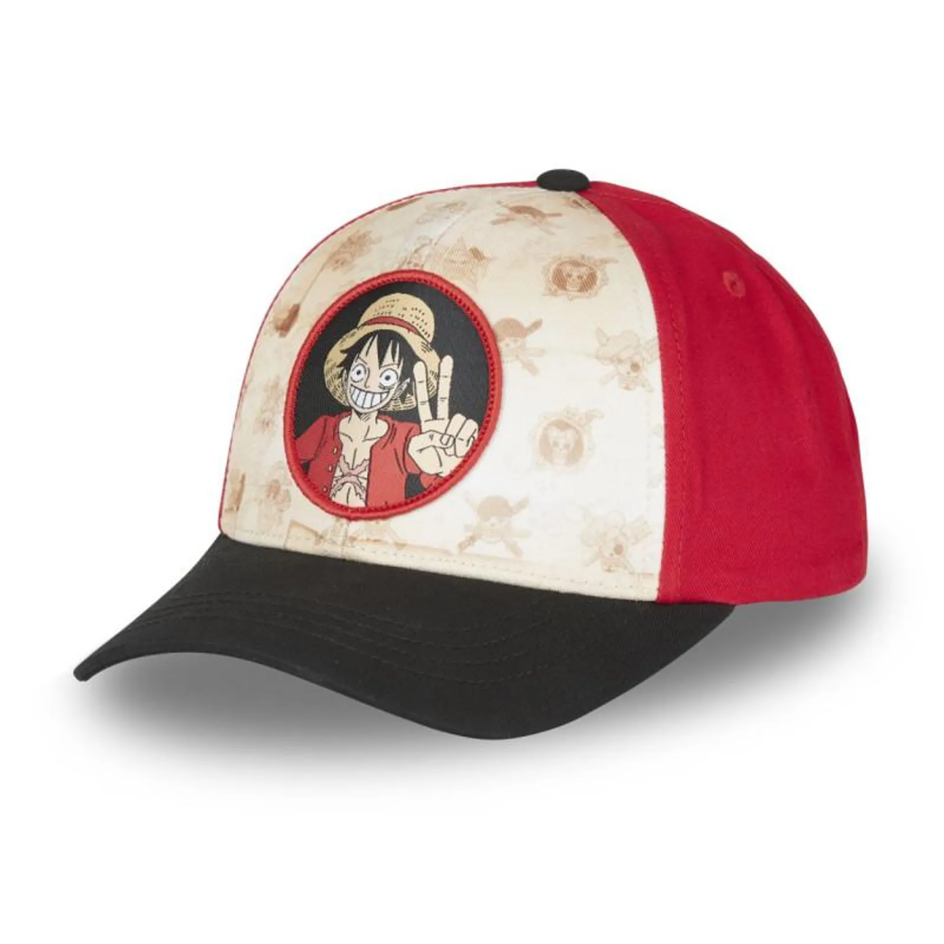 Casquette adulte baseball Freegun beige et rouge fermeture snapback One Piece Luffy