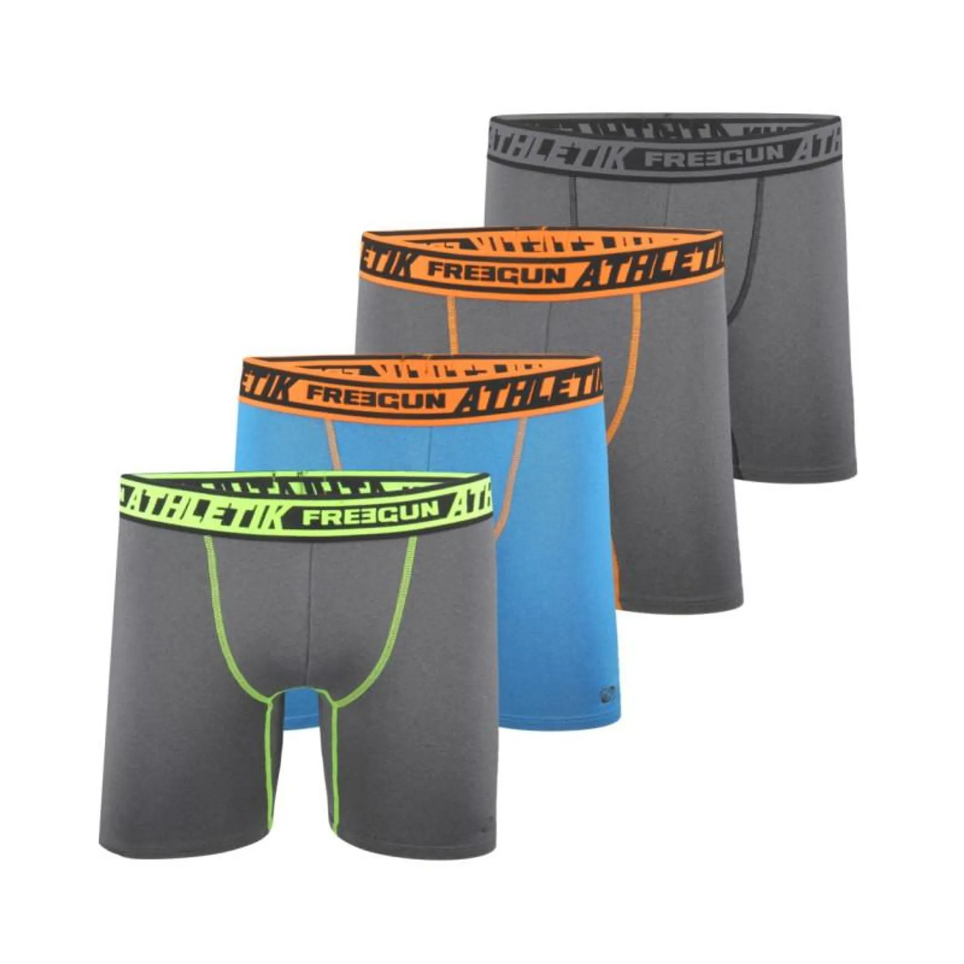 Lot de 4 Boxers Freegun longs homme chiné AKTIV ATHLETIK