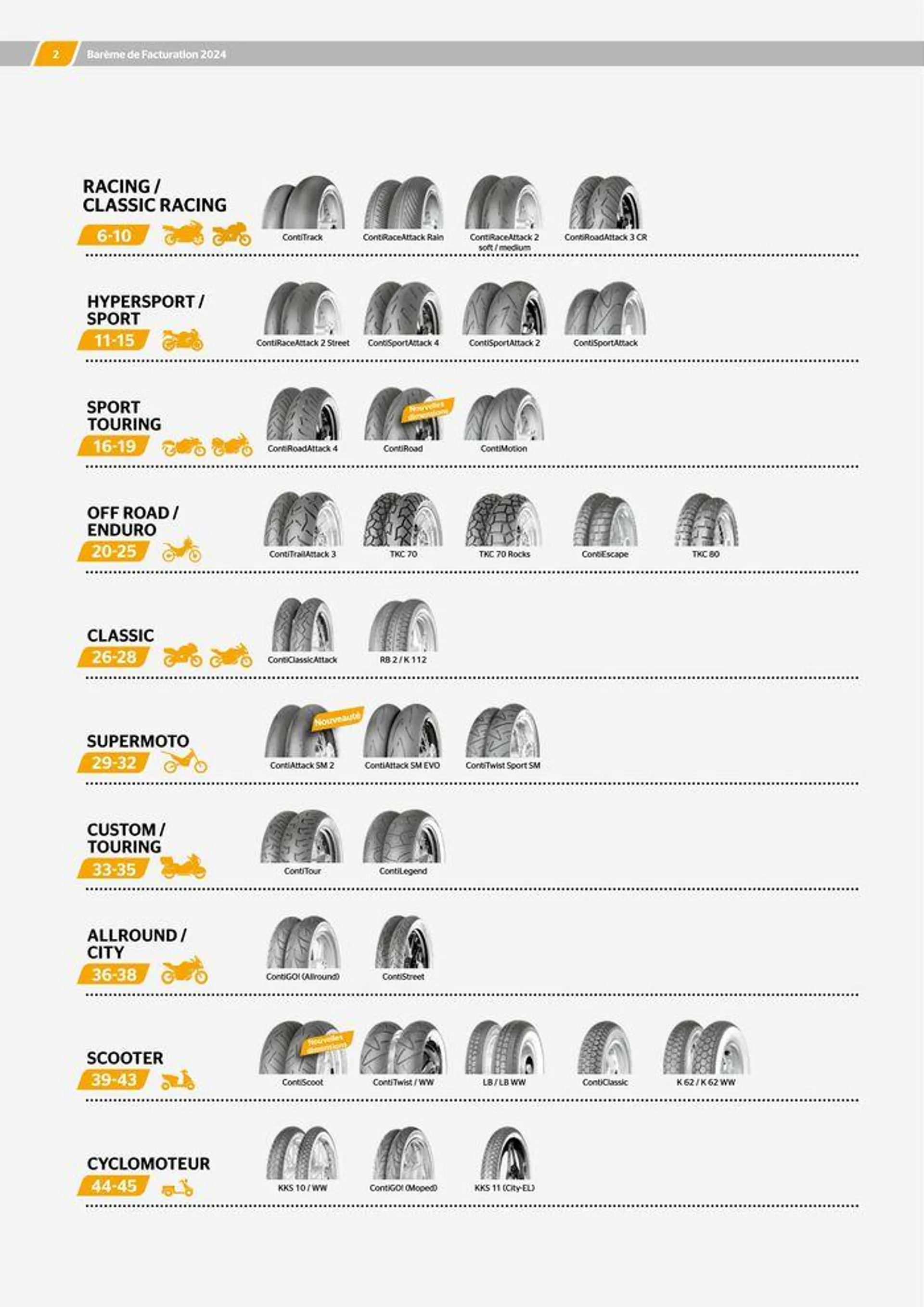 CONTINENTAL : Barème de facturation 2023 du 21 mai au 31 décembre 2024 - Catalogue page 2